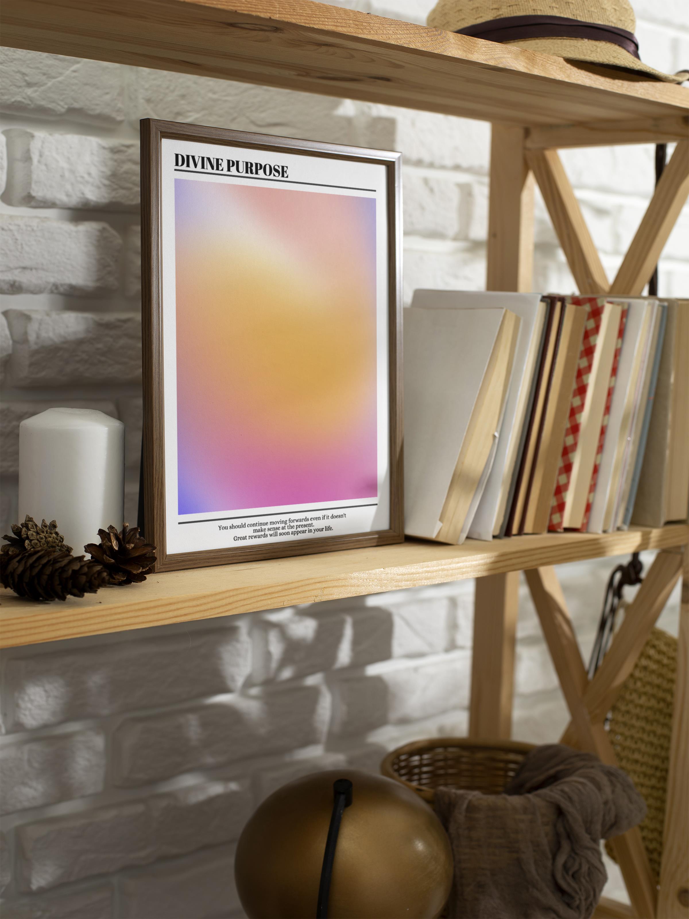 Çerçevesiz Poster, Aura Serisi NO:215 - Divine Purpose, Melek Numaraları, Renkli Poster