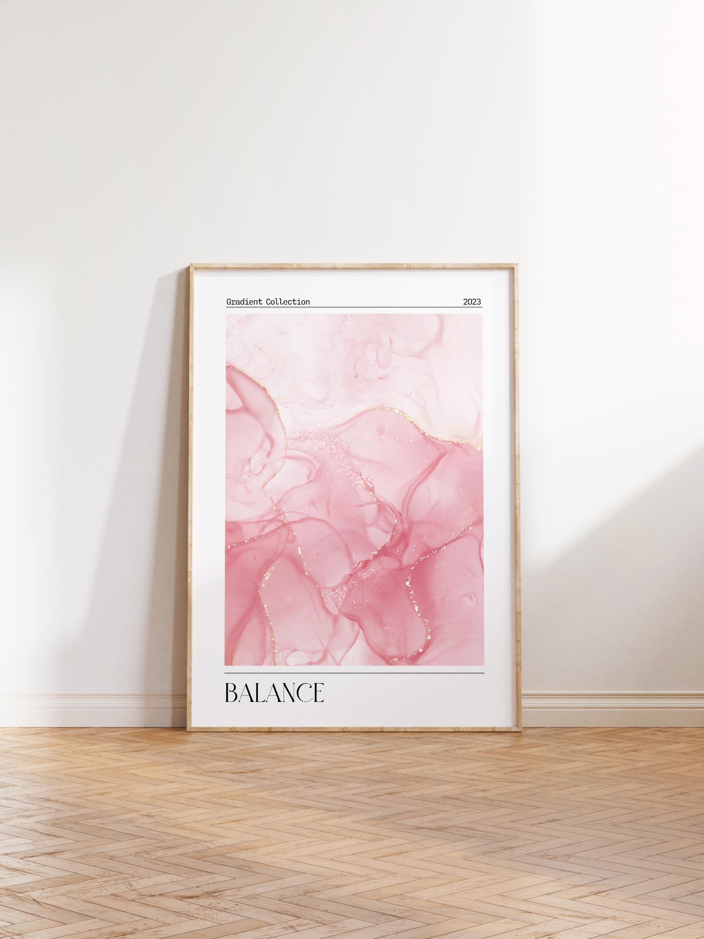 Çerçevesiz Poster, Aura Serisi NO:29 - Pembe Mermer - Balance, Melek Numaraları, Renkli Poster