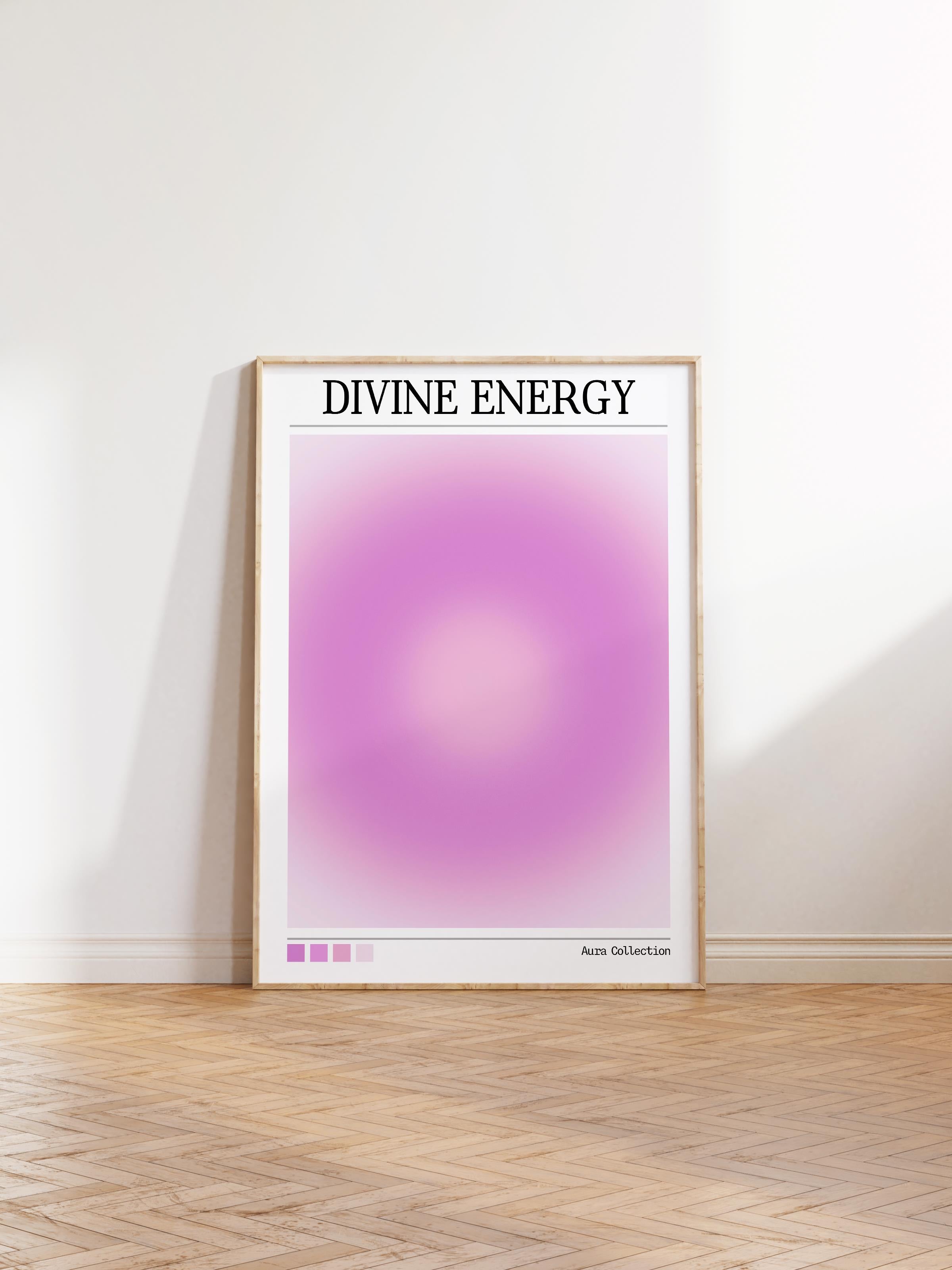 Çerçevesiz Poster, Aura Serisi NO:32 - Divine Energy, Mor Aura, Melek Numaraları, Renkli Poster