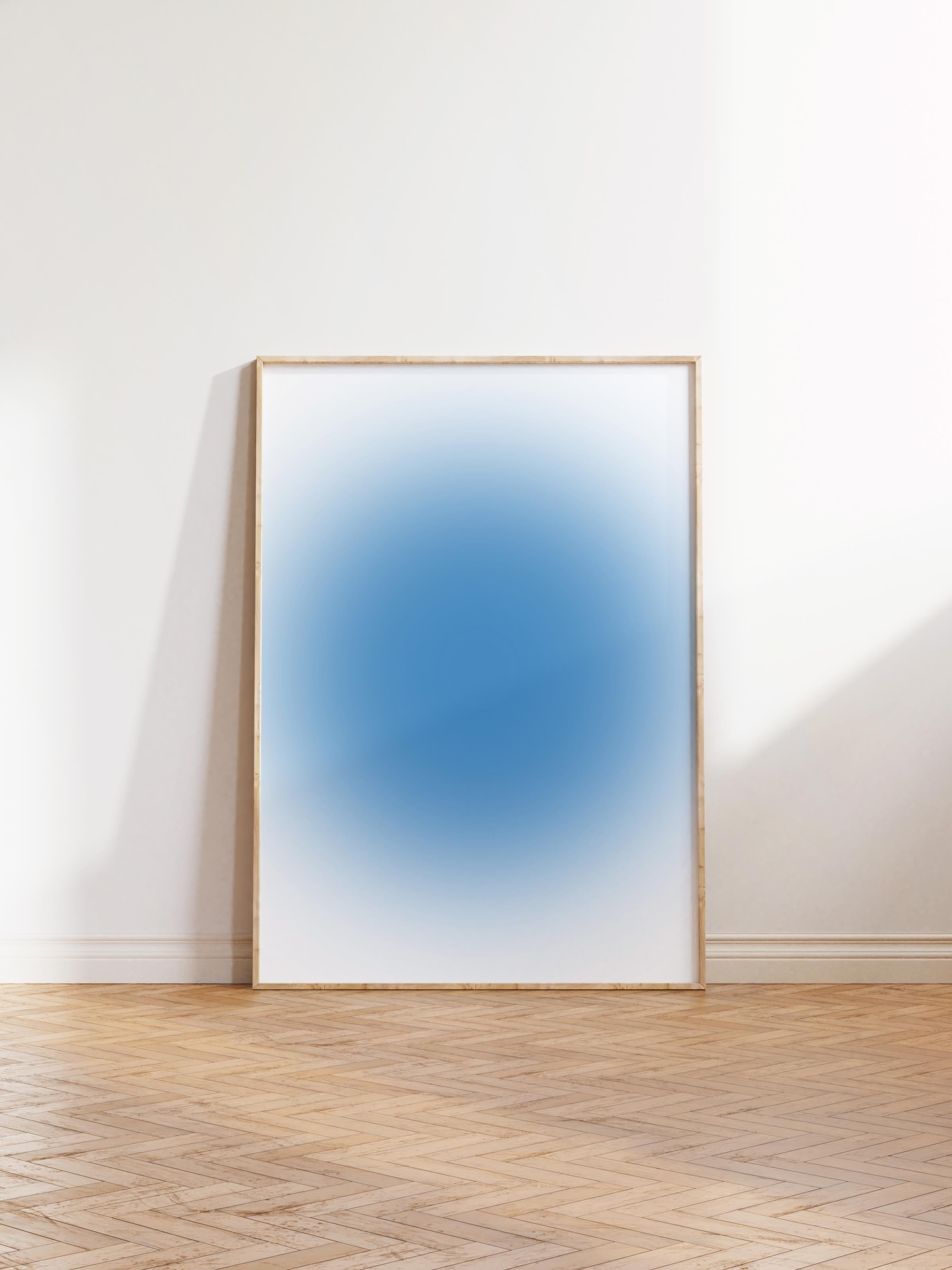 Çerçevesiz Poster, Aura Serisi NO:37 - Mavi Daire Aura, Melek Numaraları, Renkli Poster