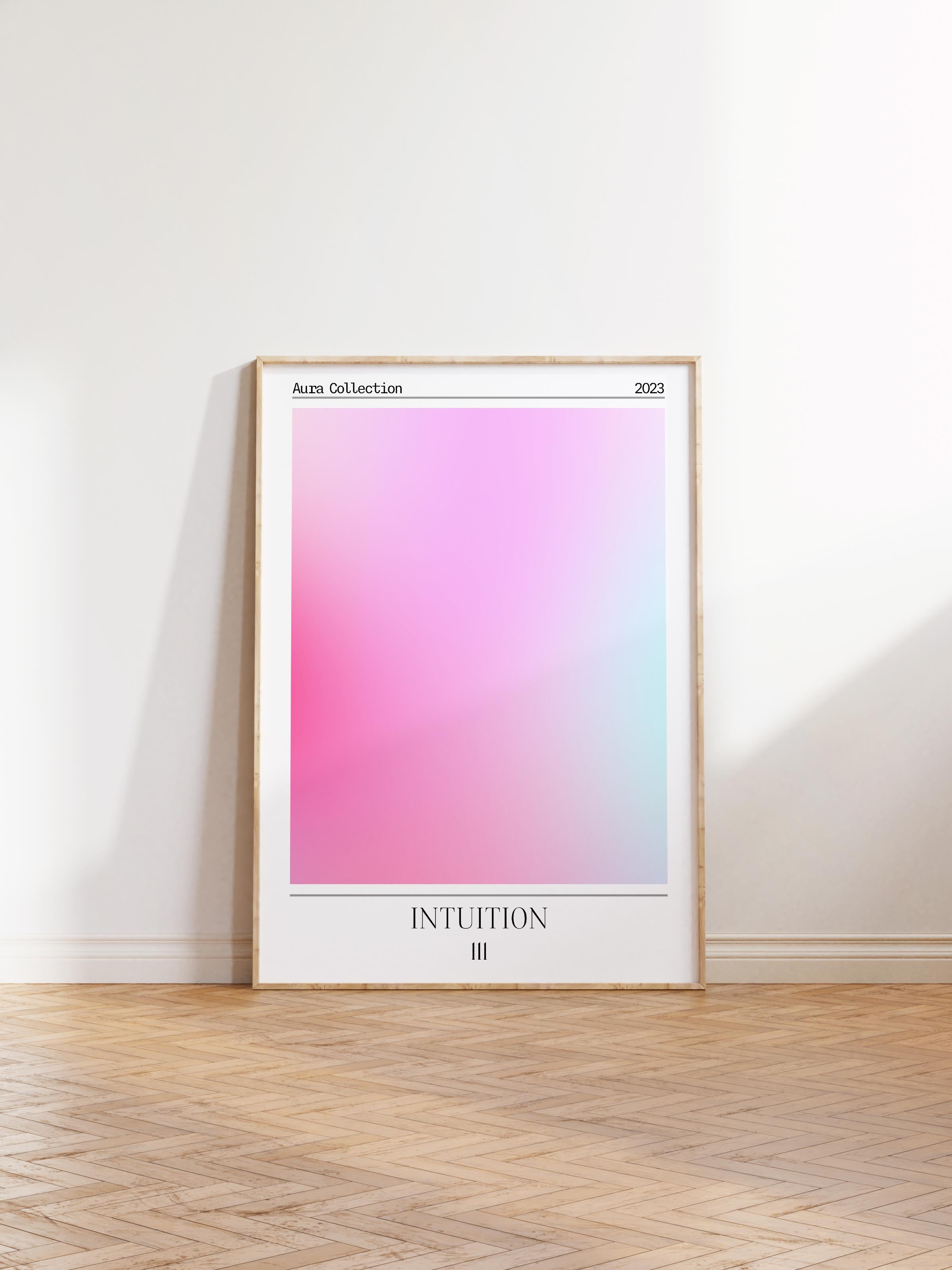 Çerçevesiz Poster, Aura Serisi NO:44 - 111 - Intution, Pembe ve Mor Aura, Melek Numaraları, Renkli Poster