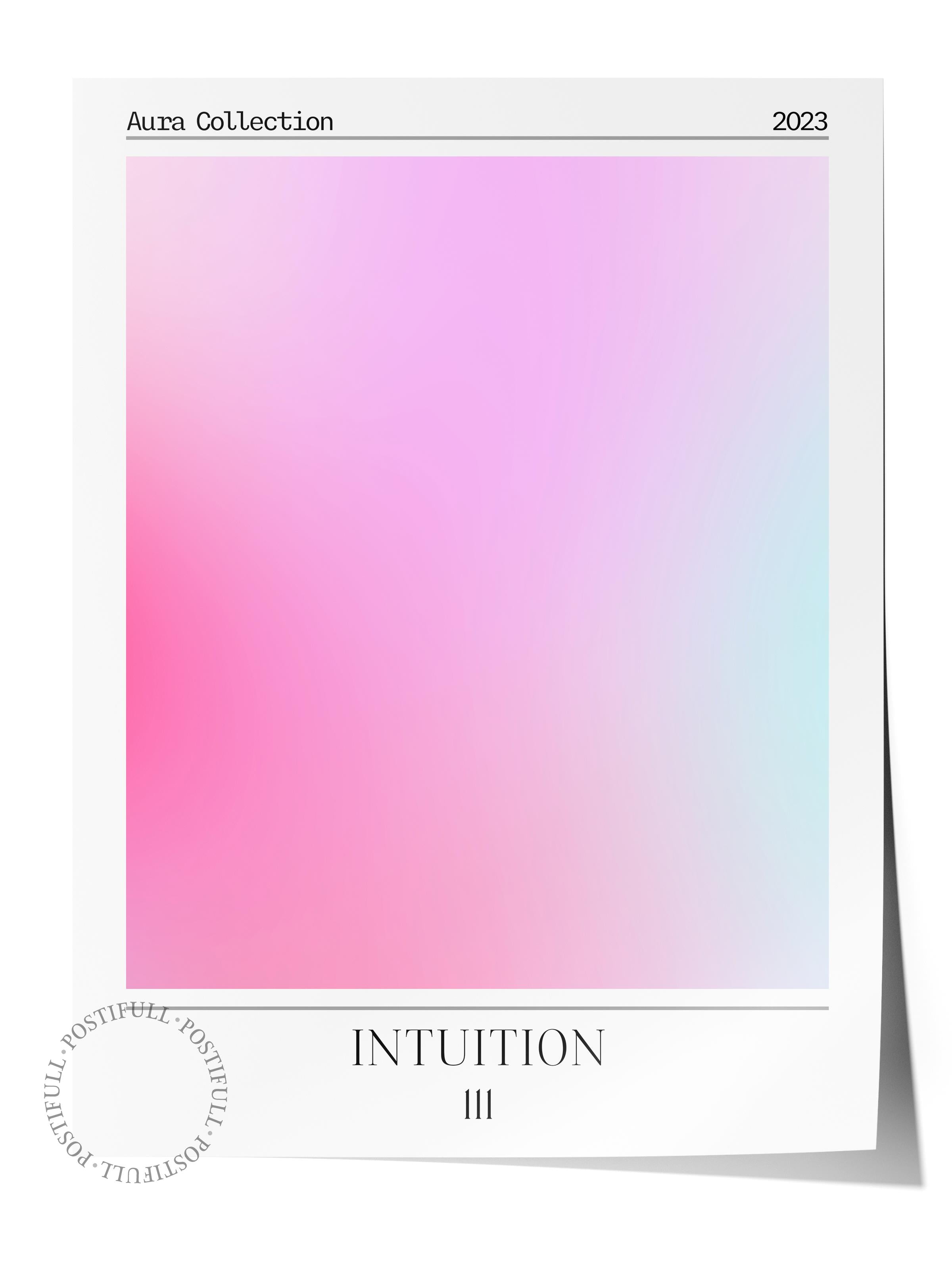 Çerçevesiz Poster, Aura Serisi NO:44 - 111 - Intution, Pembe ve Mor Aura, Melek Numaraları, Renkli Poster