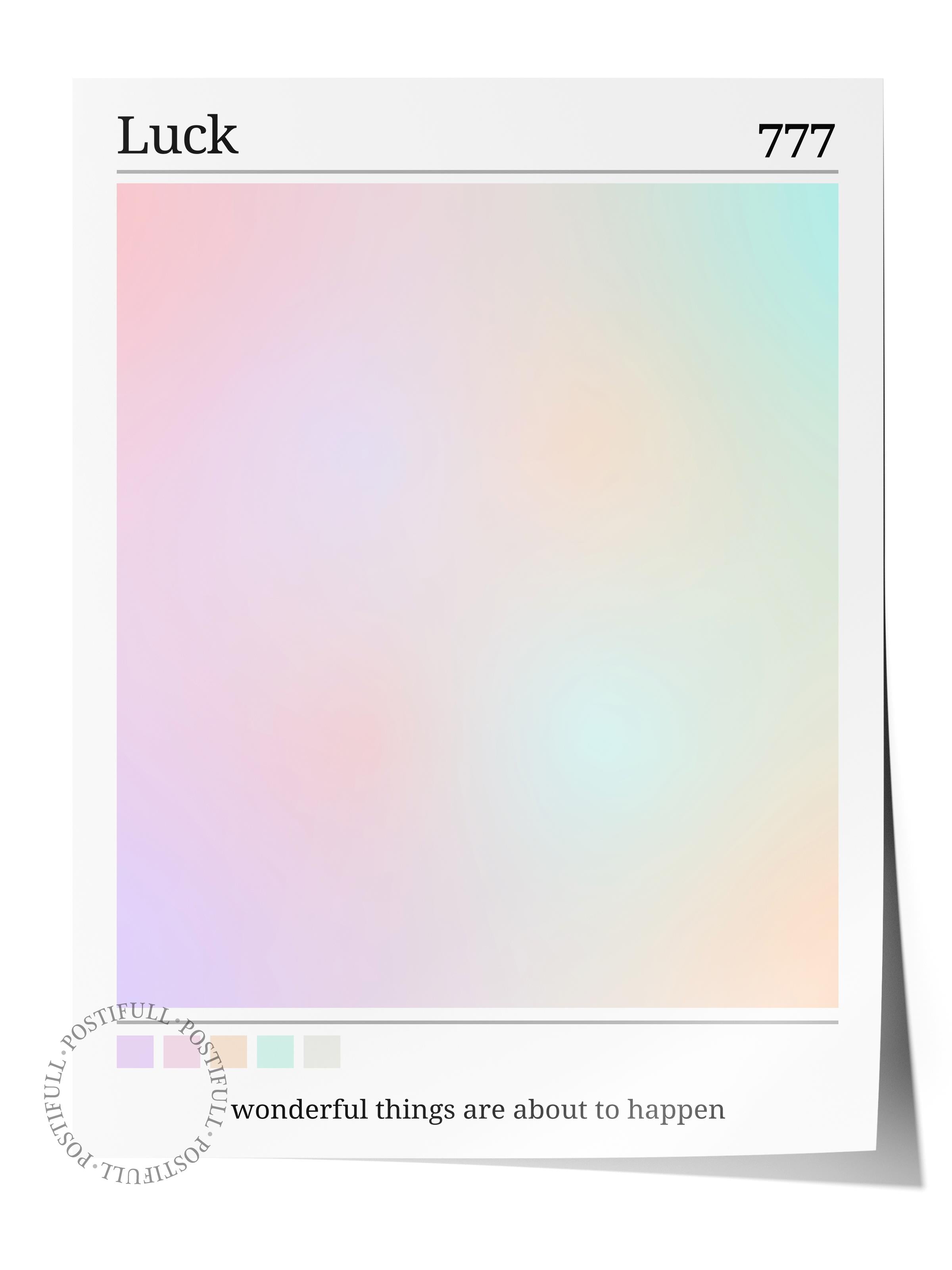 Çerçevesiz Poster, Aura Serisi NO:49 - 777 - Luck, Karışık Aura, Melek Numaraları, Renkli Poster