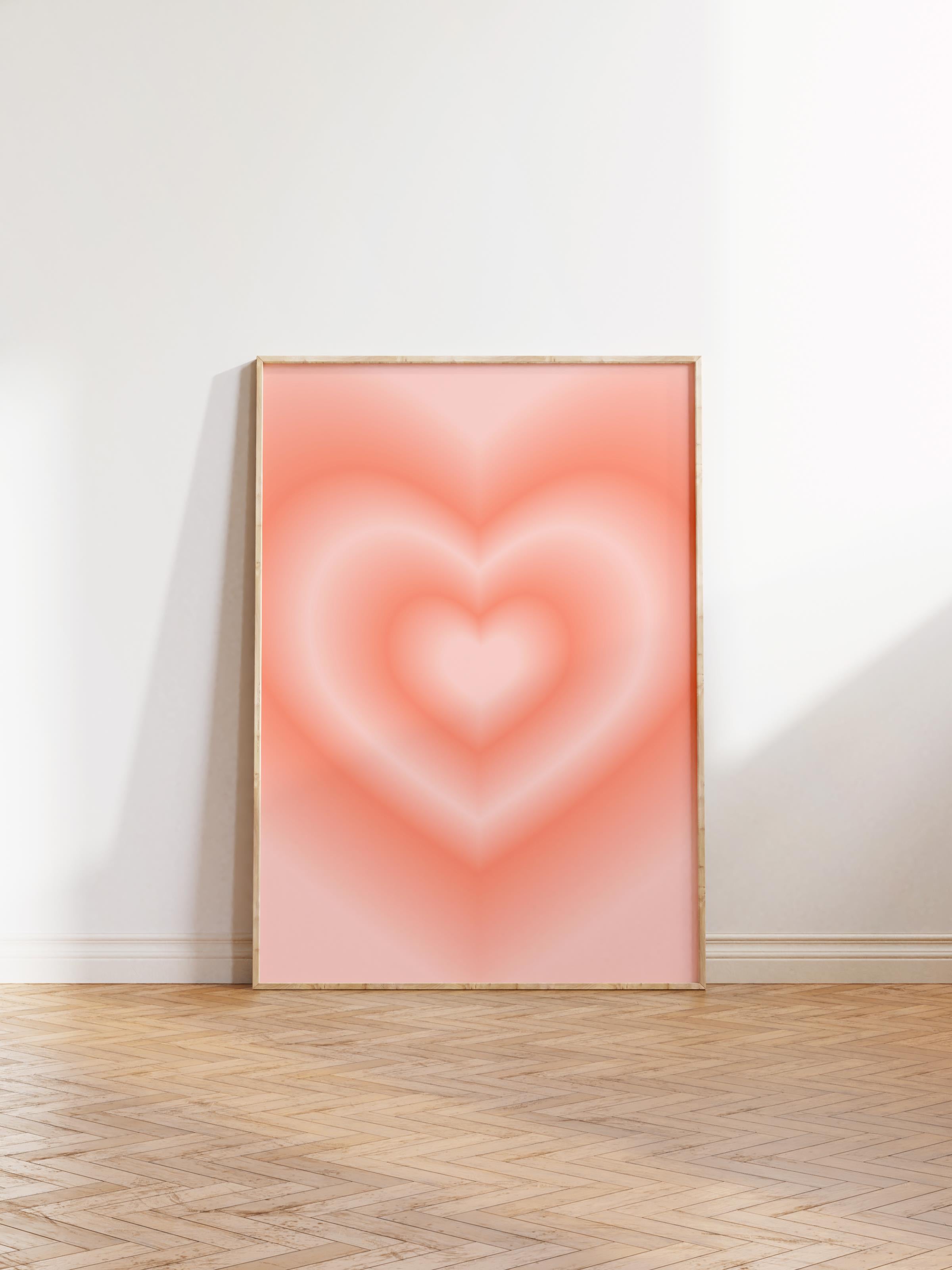 Çerçevesiz Poster, Aura Serisi NO:73 - Pastel Kalp, Melek Numaraları, Renkli Poster