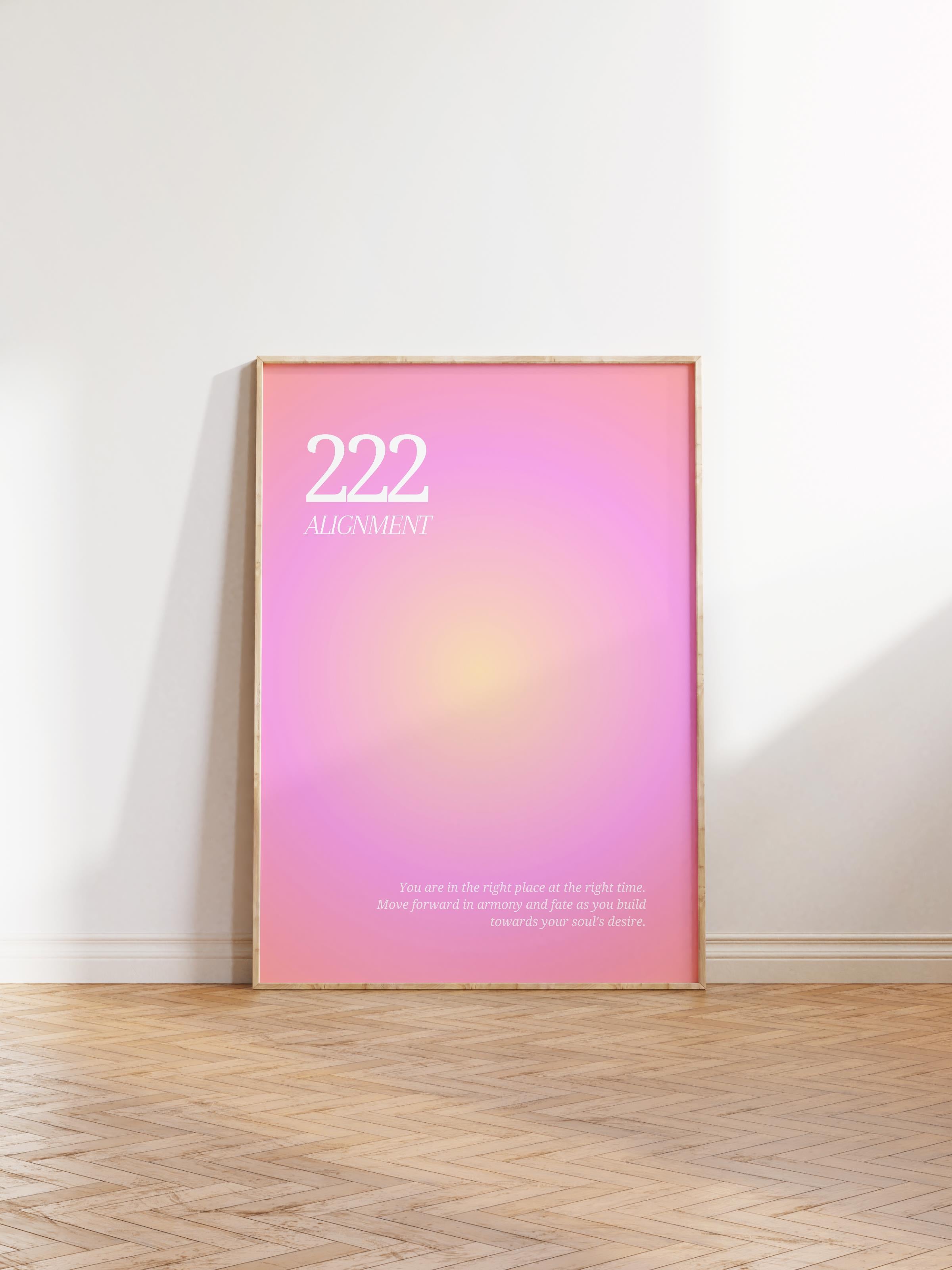 Çerçevesiz Poster, Aura Serisi NO:80 - 222 Pembe Aure, Melek Numaraları, Renkli Poster