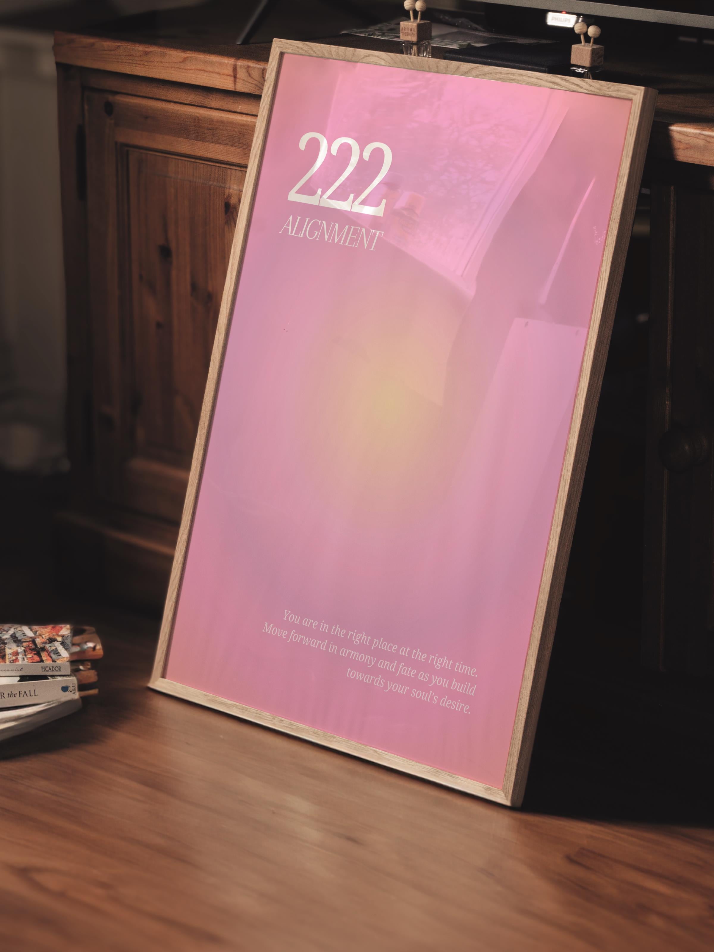 Çerçevesiz Poster, Aura Serisi NO:80 - 222 Pembe Aure, Melek Numaraları, Renkli Poster