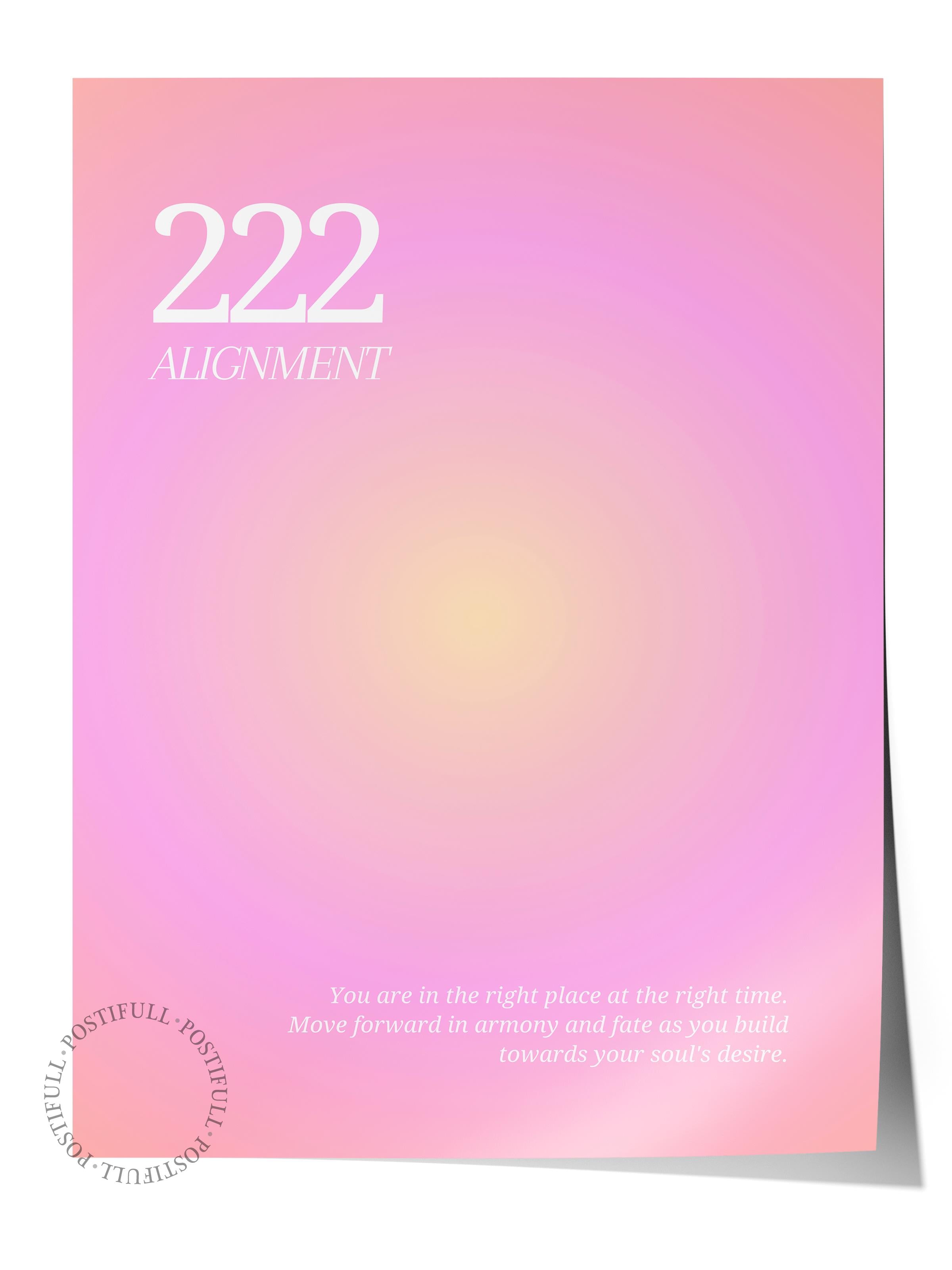 Çerçevesiz Poster, Aura Serisi NO:80 - 222 Pembe Aure, Melek Numaraları, Renkli Poster