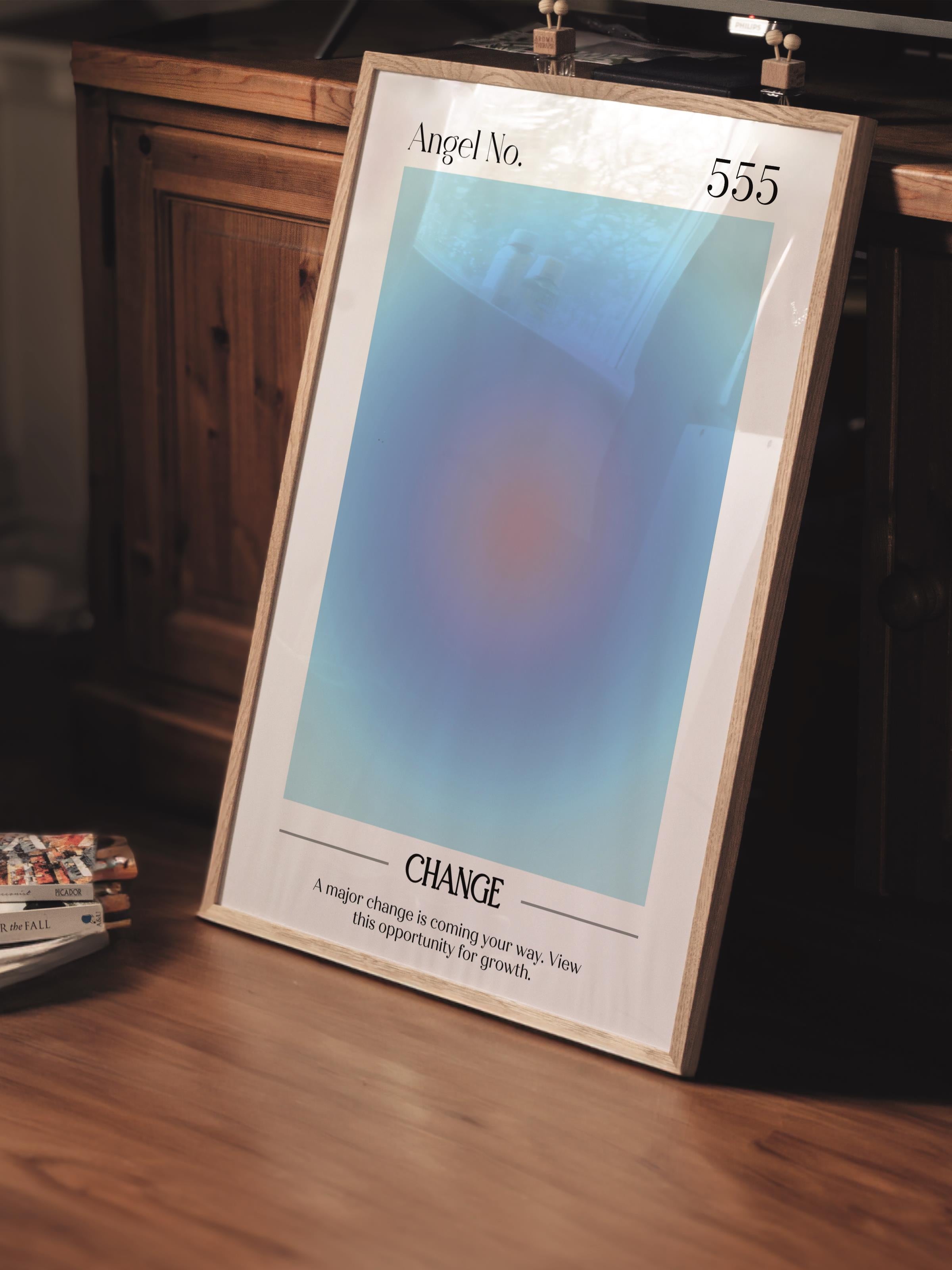 Çerçevesiz Poster, Aura Serisi NO:85 - 555 - Change, Melek Numaraları, Renkli Poster