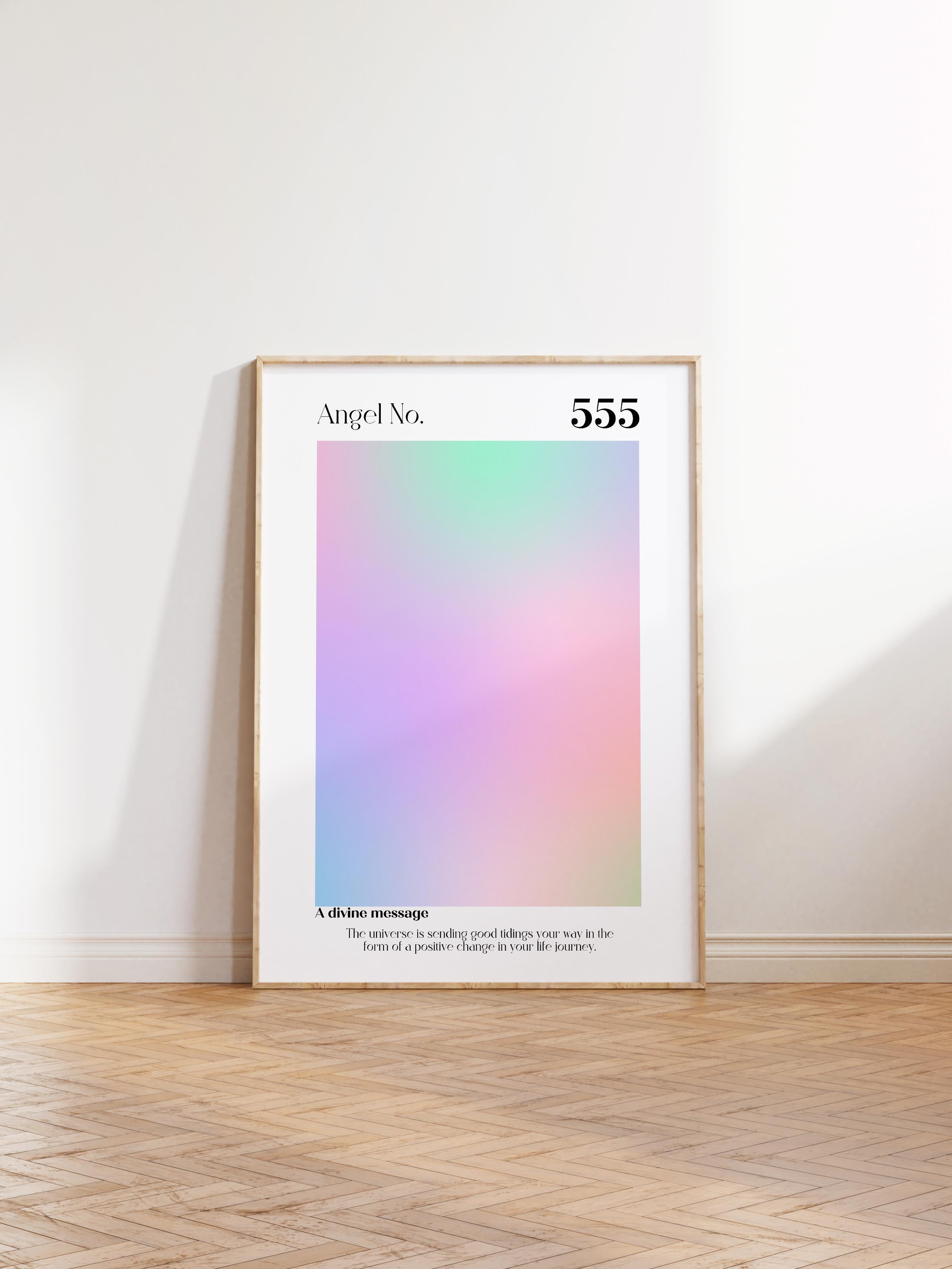 Çerçevesiz Poster, Aura Serisi NO:86 - 555 Melek Numarası, Melek Numaraları, Renkli Poster