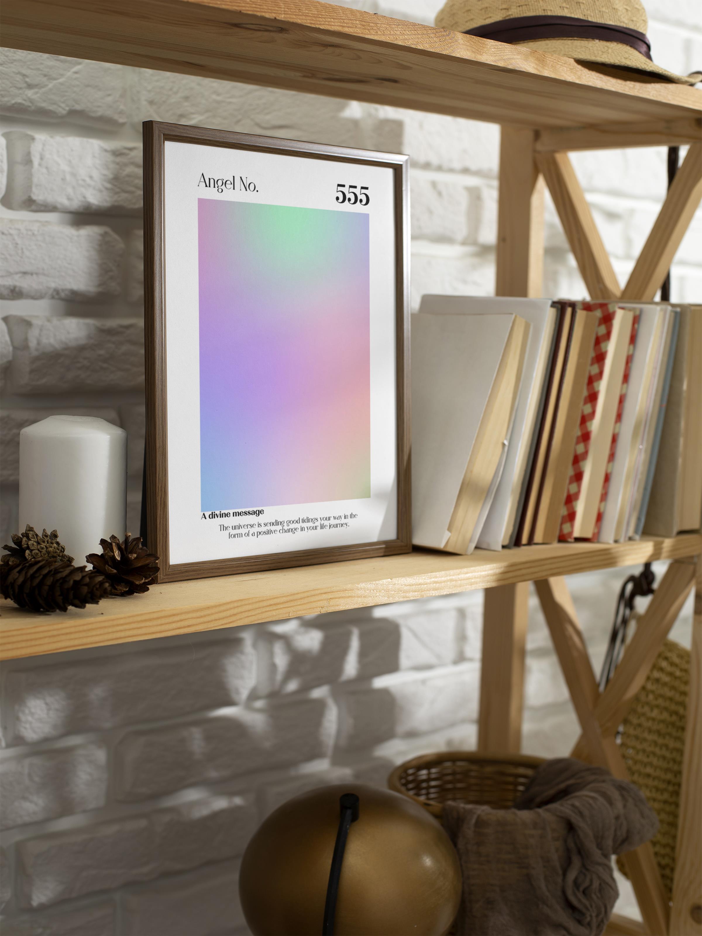 Çerçevesiz Poster, Aura Serisi NO:86 - 555 Melek Numarası, Melek Numaraları, Renkli Poster