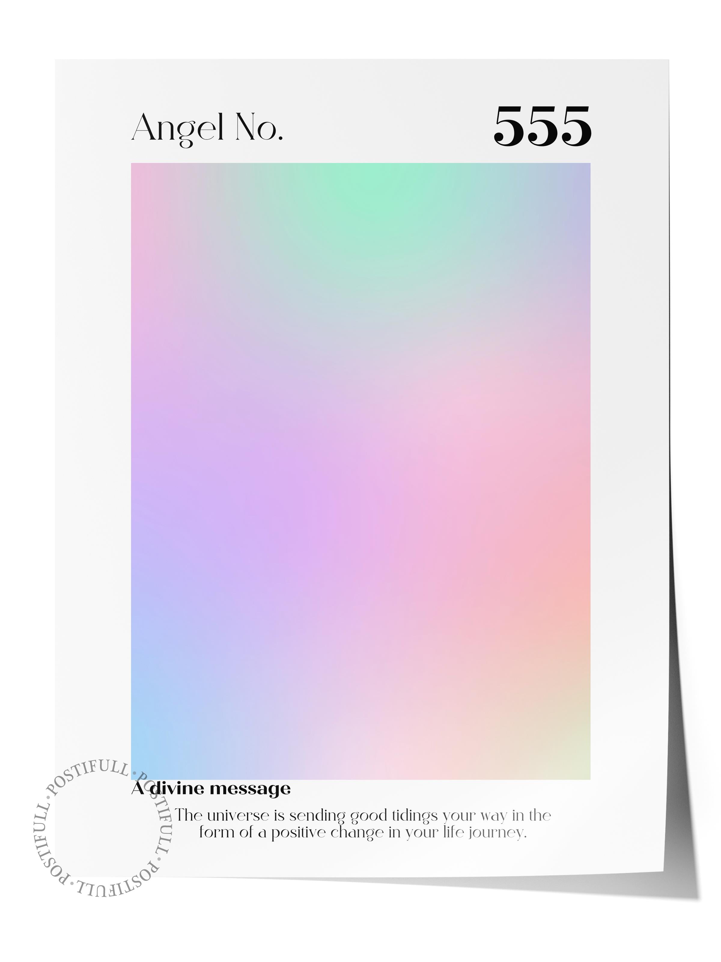 Çerçevesiz Poster, Aura Serisi NO:86 - 555 Melek Numarası, Melek Numaraları, Renkli Poster