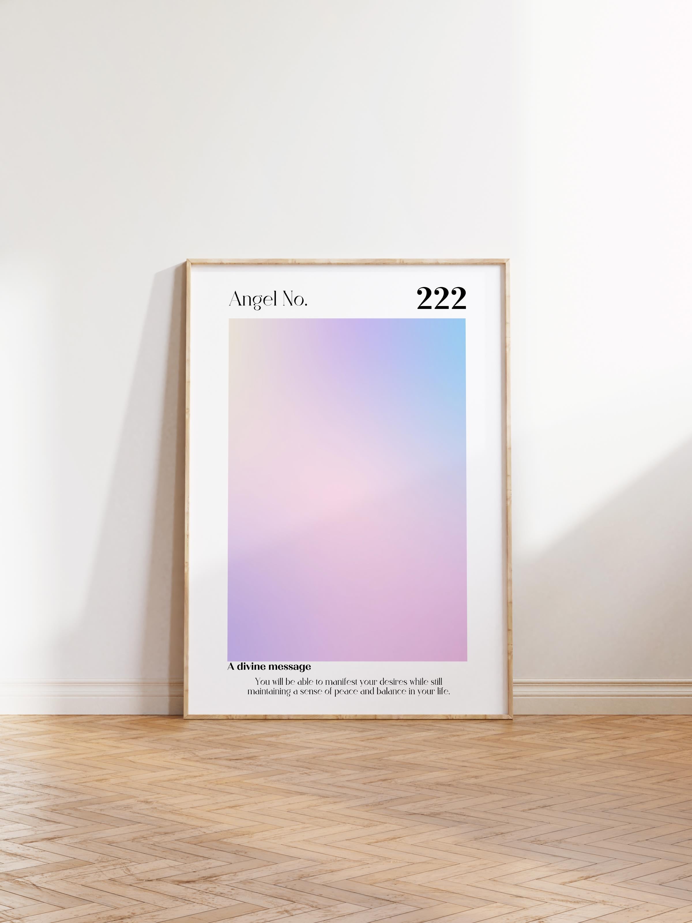 Çerçevesiz Poster, Aura Serisi NO:87 - 222 Melek Numaraları, Melek Numaraları, Renkli Poster