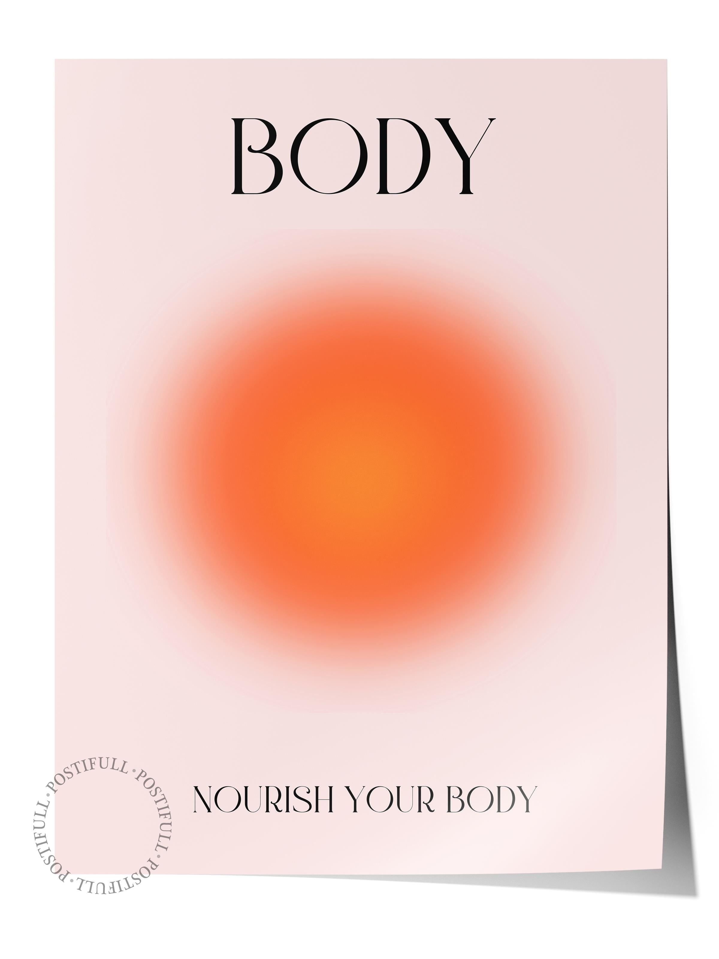 Çerçevesiz Poster, Aura Serisi NO:94 - Body Turuncu, Melek Numaraları, Renkli Poster