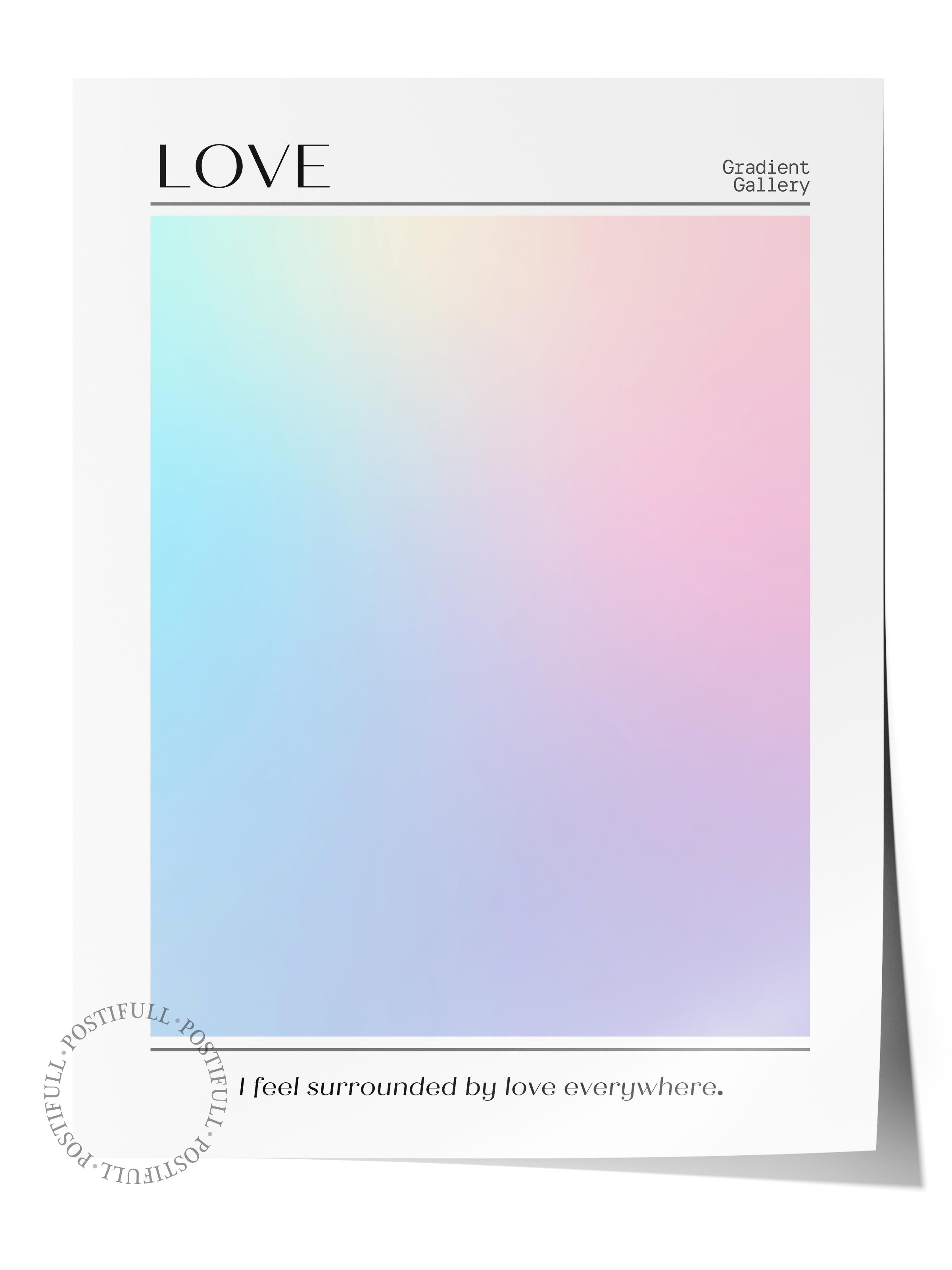 Çerçevesiz Poster, Aura Serisi NO:96 - Love, Melek Numaraları, Renkli Poster