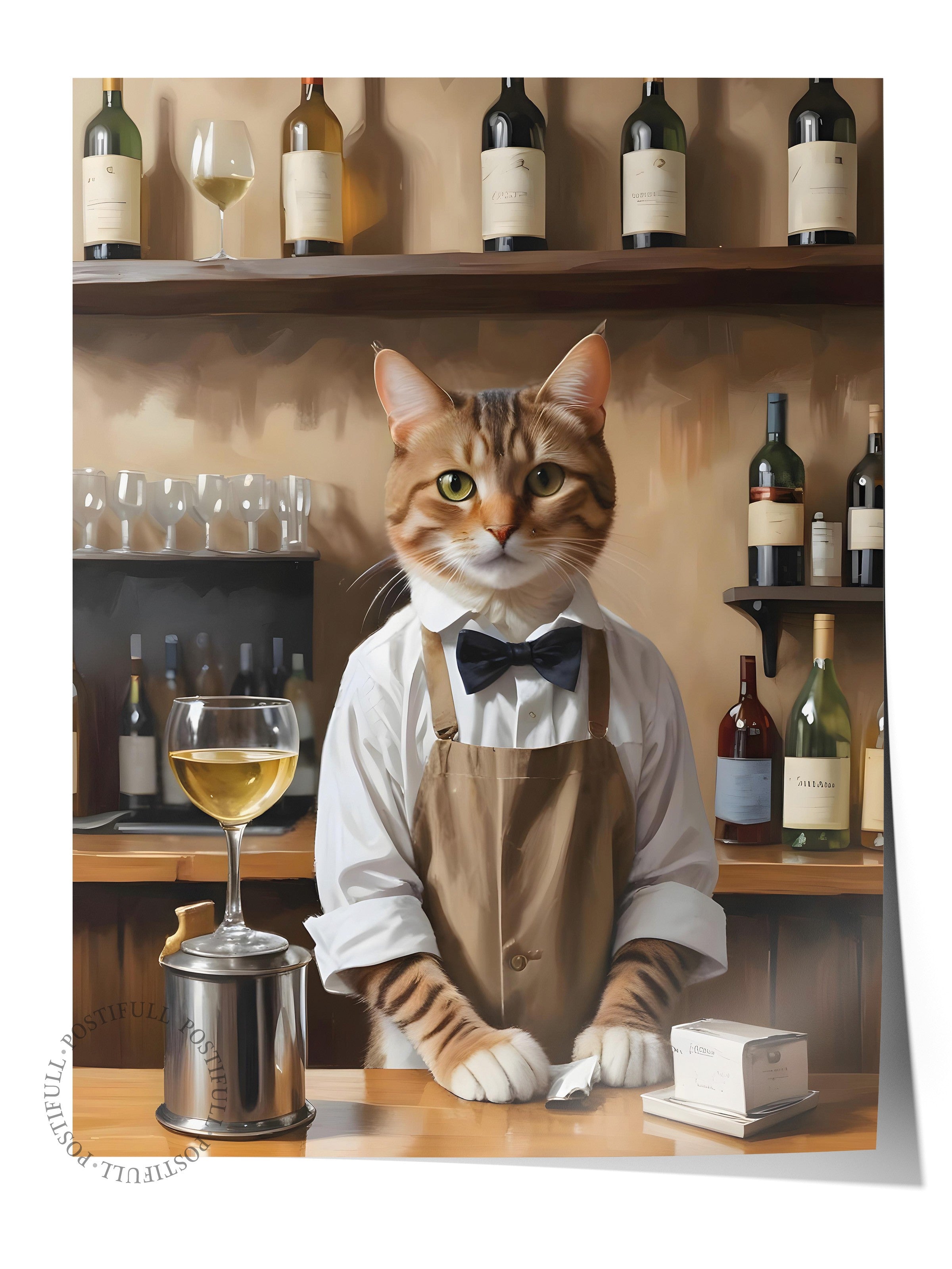 Çerçevesiz Poster, Barista Cat, Comfort Serisi Duvar Posteri, NO:108928