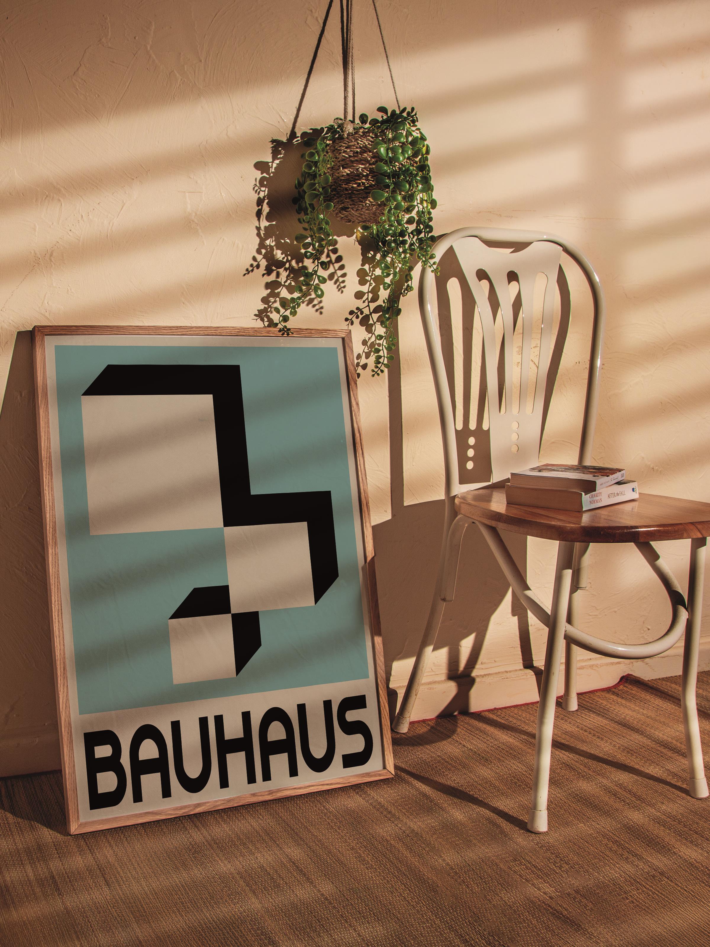 Çerçevesiz Poster, Bauhaus Serisi, Mavi Duvar Posteri, Duvar Dekoru, HD Baskı, Kalın Arşivsel Sanat Kağıdı