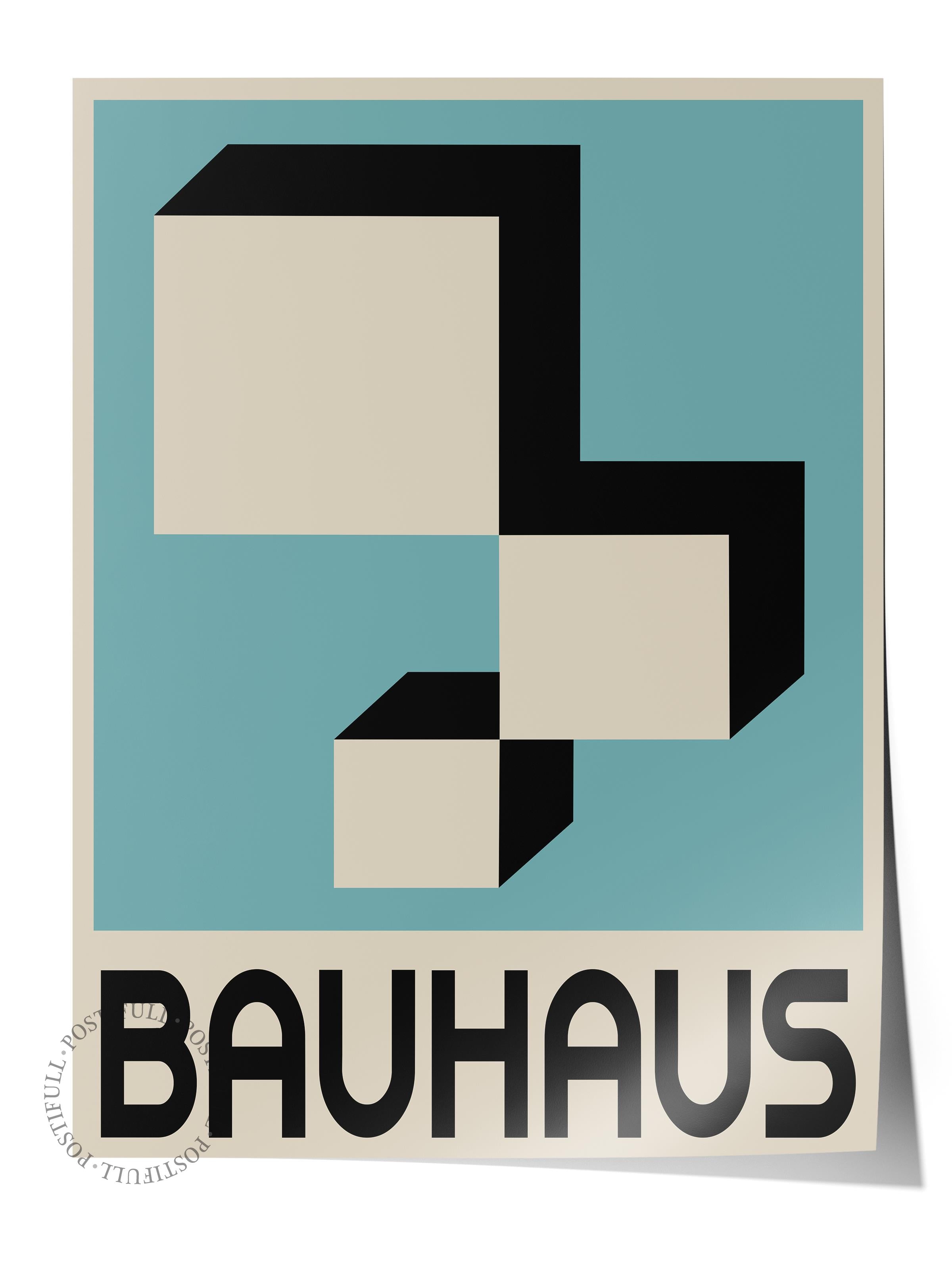 Çerçevesiz Poster, Bauhaus Serisi, Mavi Duvar Posteri, Duvar Dekoru, HD Baskı, Kalın Arşivsel Sanat Kağıdı