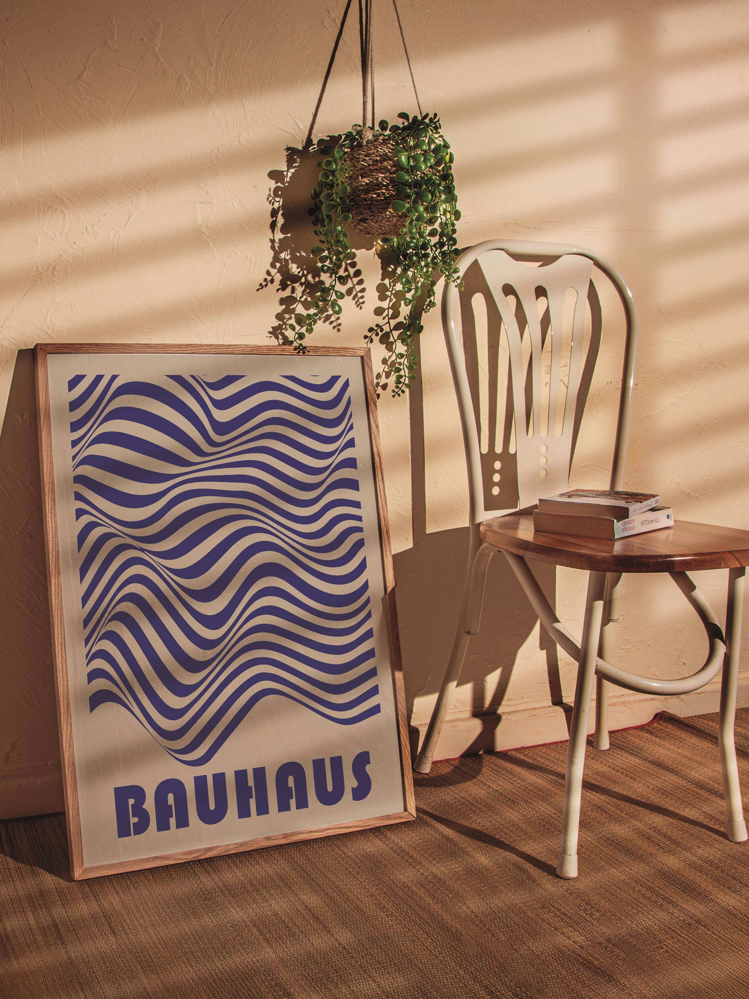 Çerçevesiz Poster, Bauhaus Serisi, Lacivert Duvar Posteri, Duvar Dekoru, HD Baskı, Kalın Arşivsel Sanat Kağıdı