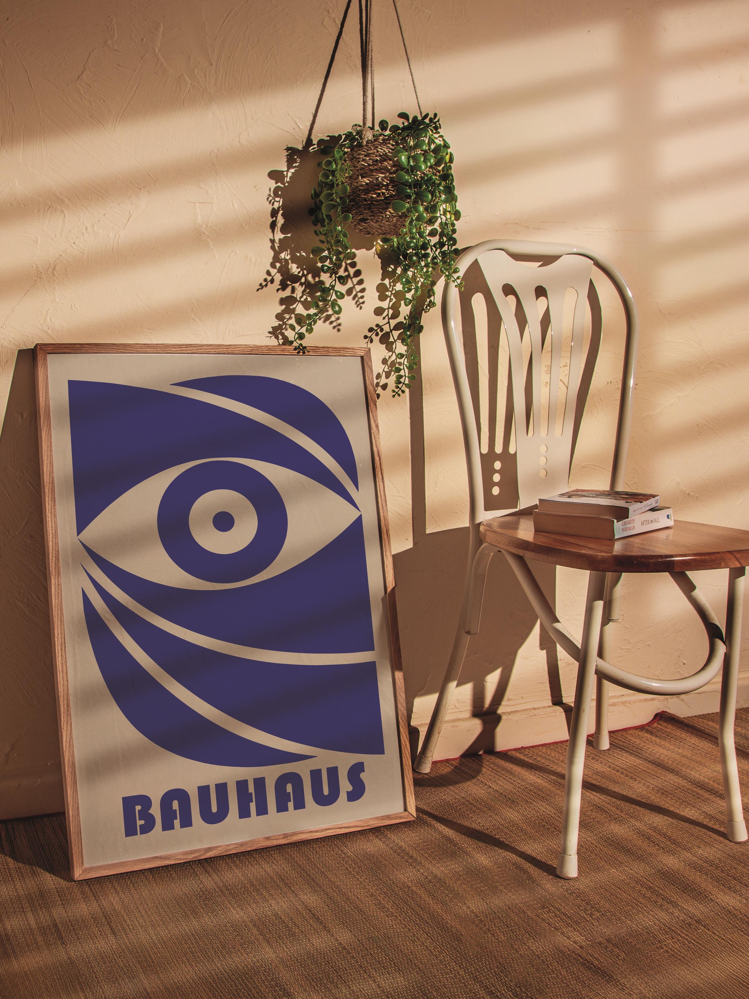 Çerçevesiz Poster, Bauhaus Serisi, Lacivert Duvar Posteri, Duvar Dekoru, HD Baskı, Kalın Arşivsel Sanat Kağıdı