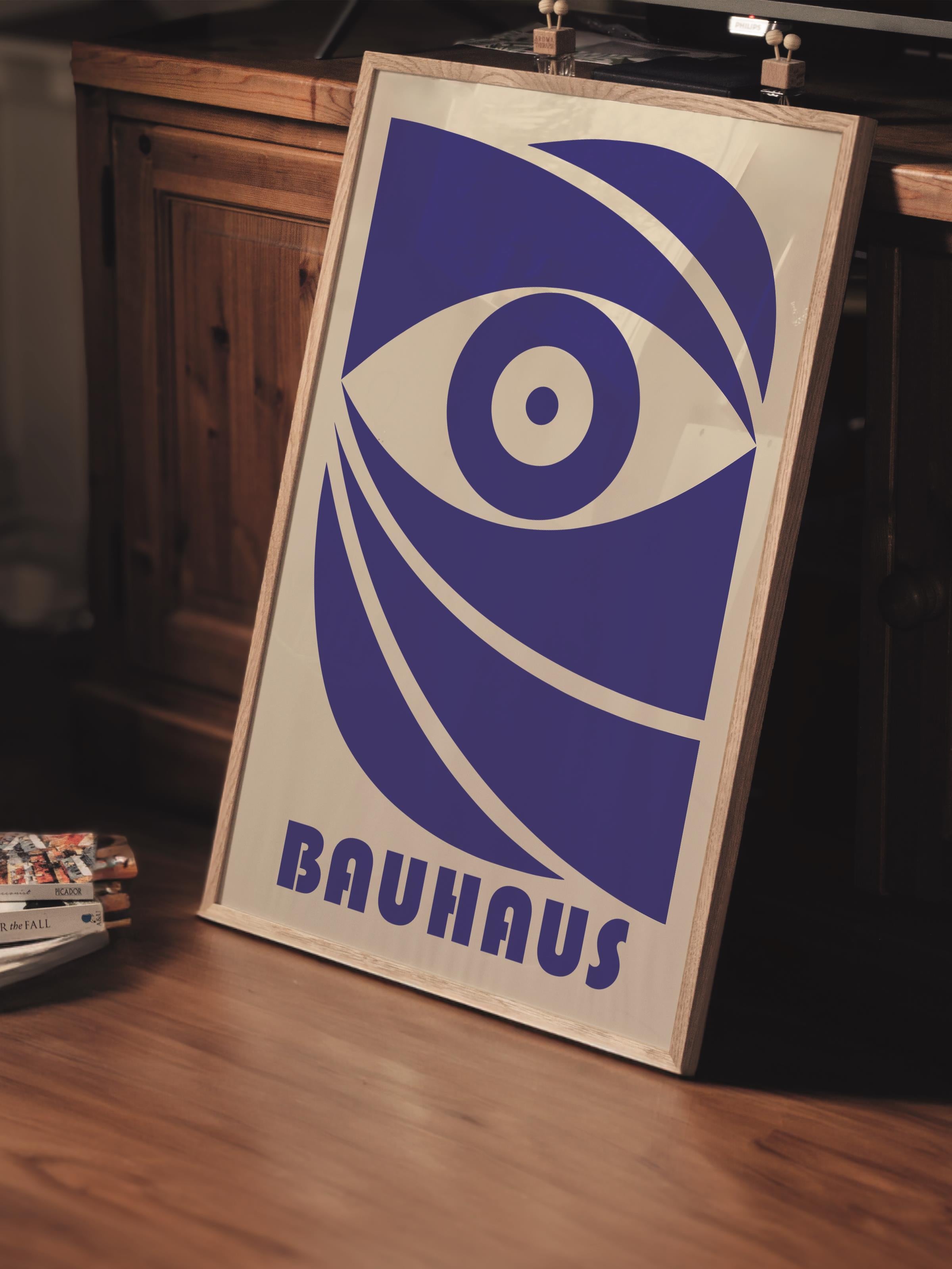 Çerçevesiz Poster, Bauhaus Serisi, Lacivert Duvar Posteri, Duvar Dekoru, HD Baskı, Kalın Arşivsel Sanat Kağıdı