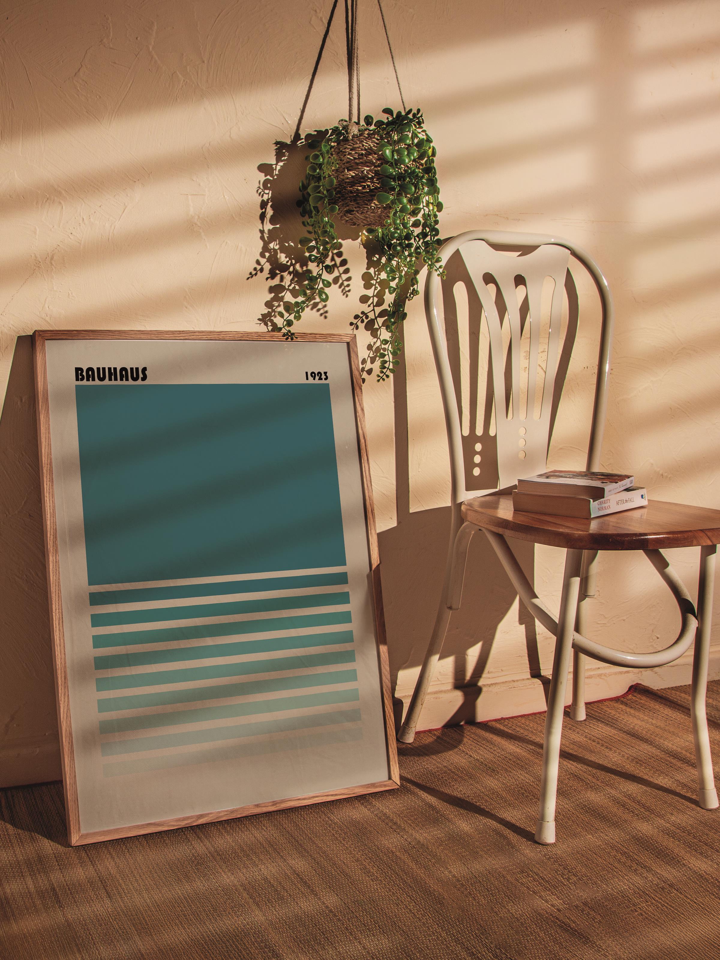 Çerçevesiz Poster, Bauhaus Serisi, Mavi Duvar Posteri, Duvar Dekoru, HD Baskı, Kalın Arşivsel Sanat Kağıdı