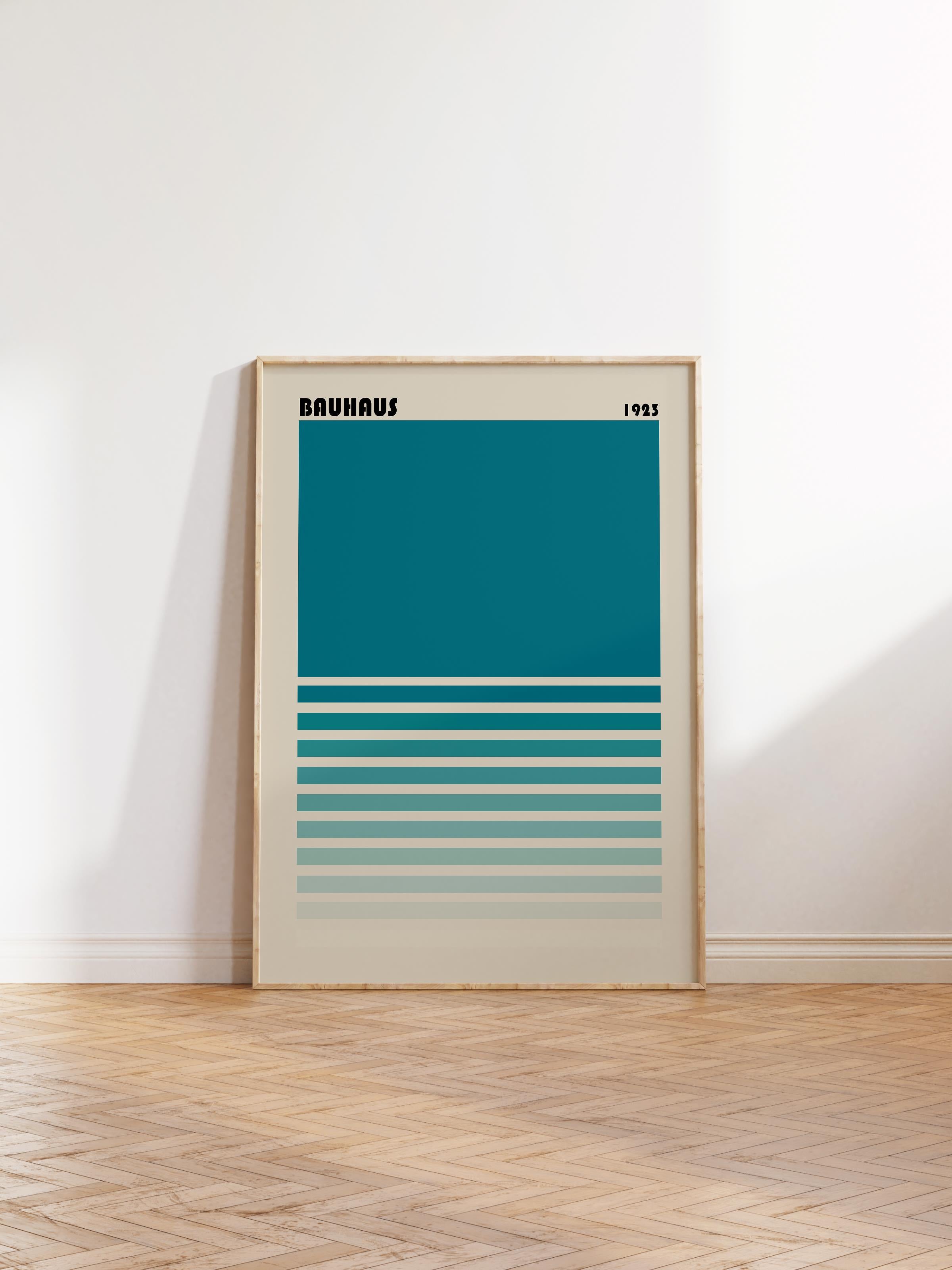 Çerçevesiz Poster, Bauhaus Serisi, Mavi Duvar Posteri, Duvar Dekoru, HD Baskı, Kalın Arşivsel Sanat Kağıdı