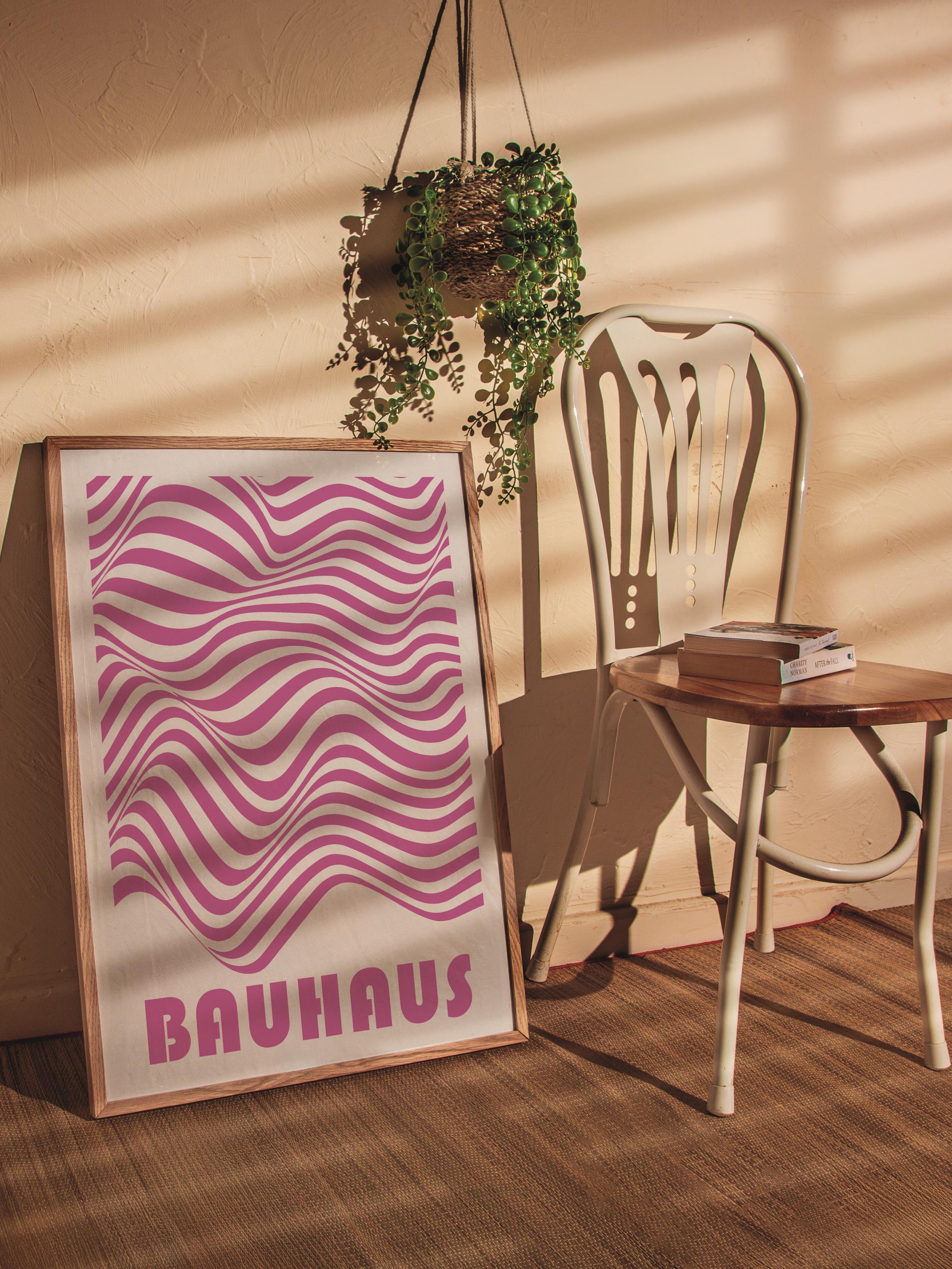 Çerçevesiz Poster, Bauhaus Serisi, Pembe Duvar Posteri, Duvar Dekoru, HD Baskı, Kalın Arşivsel Sanat Kağıdı