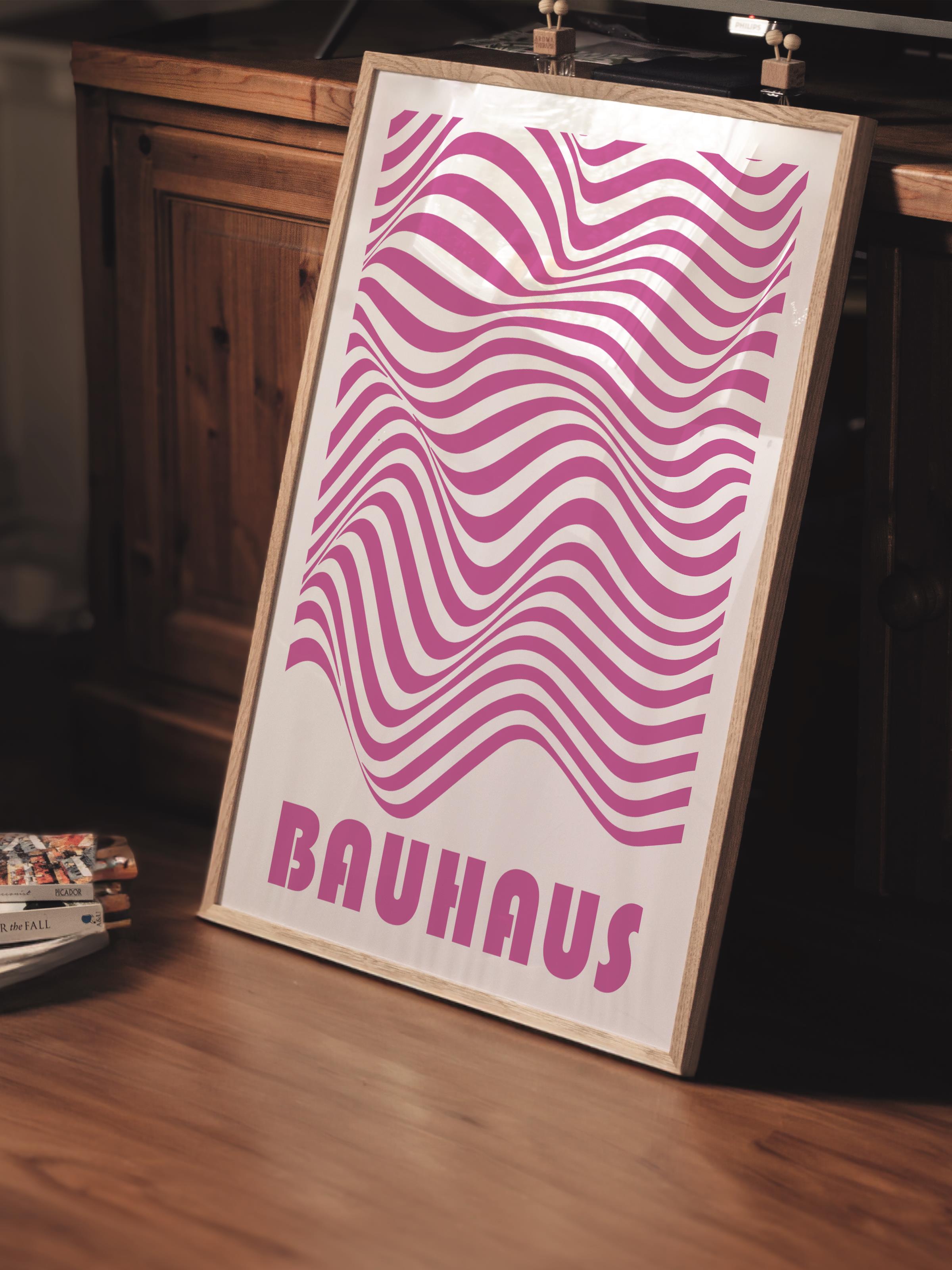 Çerçevesiz Poster, Bauhaus Serisi, Pembe Duvar Posteri, Duvar Dekoru, HD Baskı, Kalın Arşivsel Sanat Kağıdı