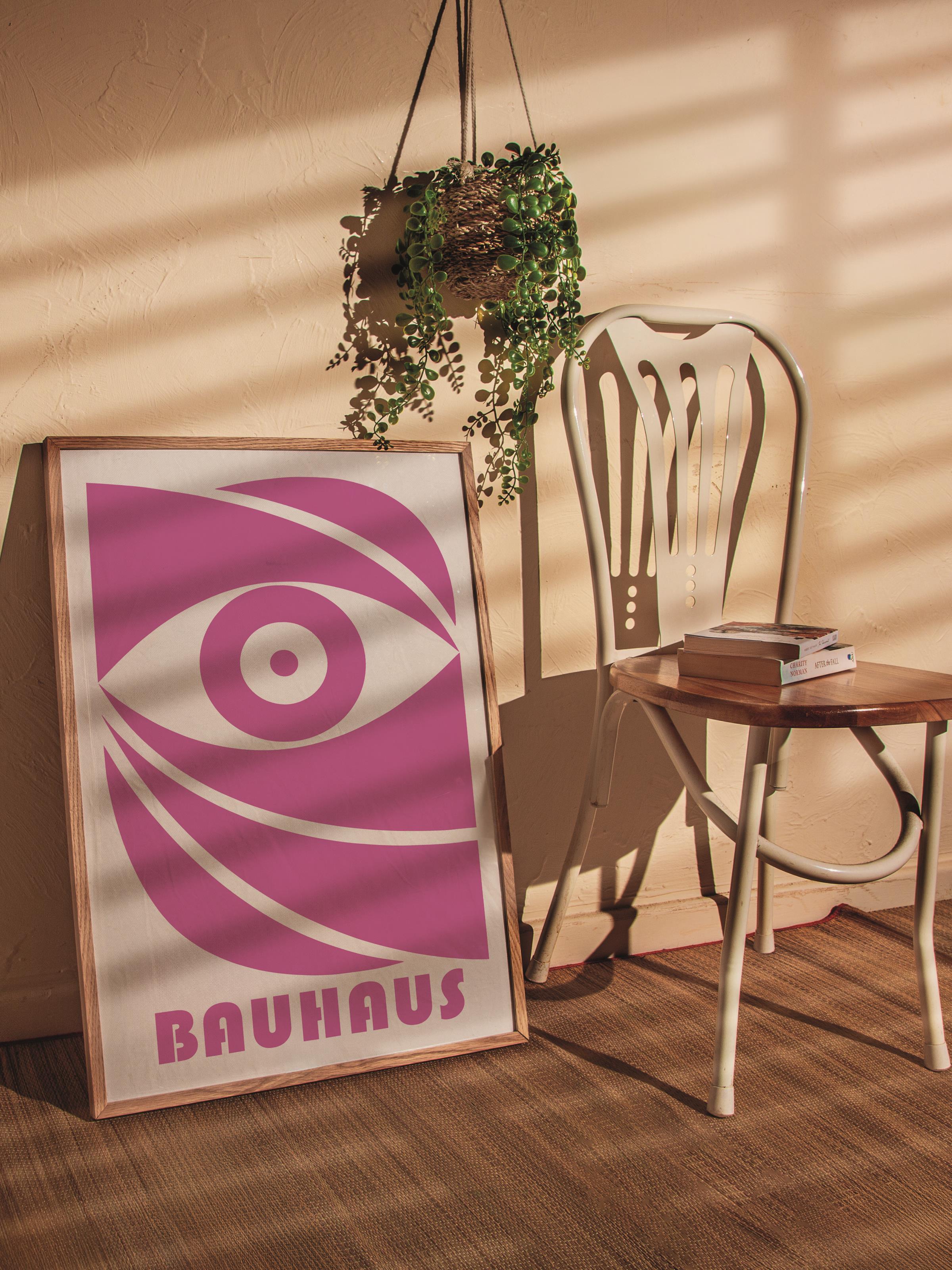 Çerçevesiz Poster, Bauhaus Serisi, Pembe Duvar Posteri, Duvar Dekoru, HD Baskı, Kalın Arşivsel Sanat Kağıdı