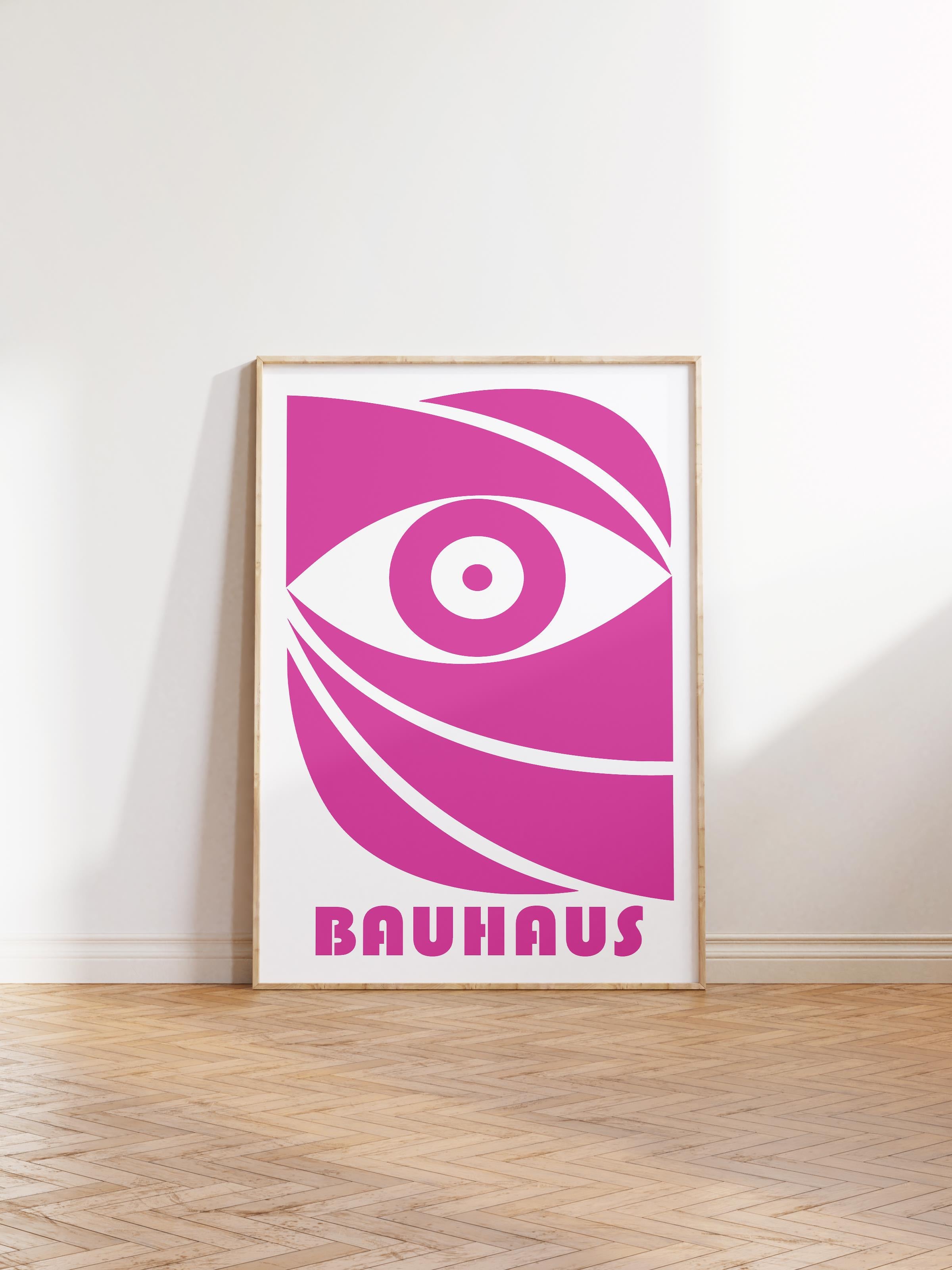 Çerçevesiz Poster, Bauhaus Serisi, Pembe Duvar Posteri, Duvar Dekoru, HD Baskı, Kalın Arşivsel Sanat Kağıdı