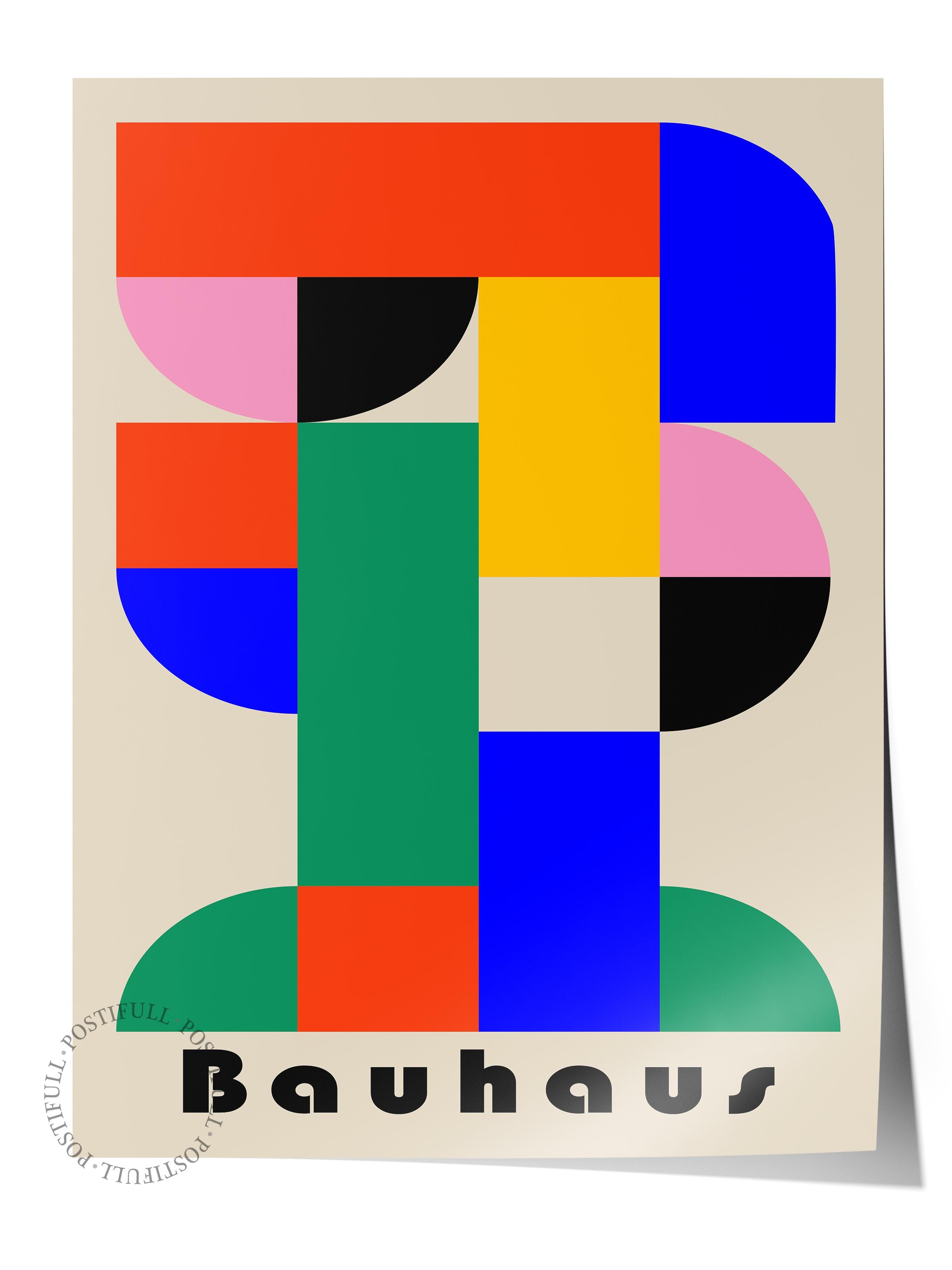 Çerçevesiz Poster, Bauhaus Serisi, Renkli Duvar Posteri, Duvar Dekoru, HD Baskı, Kalın Arşivsel Sanat Kağıdı