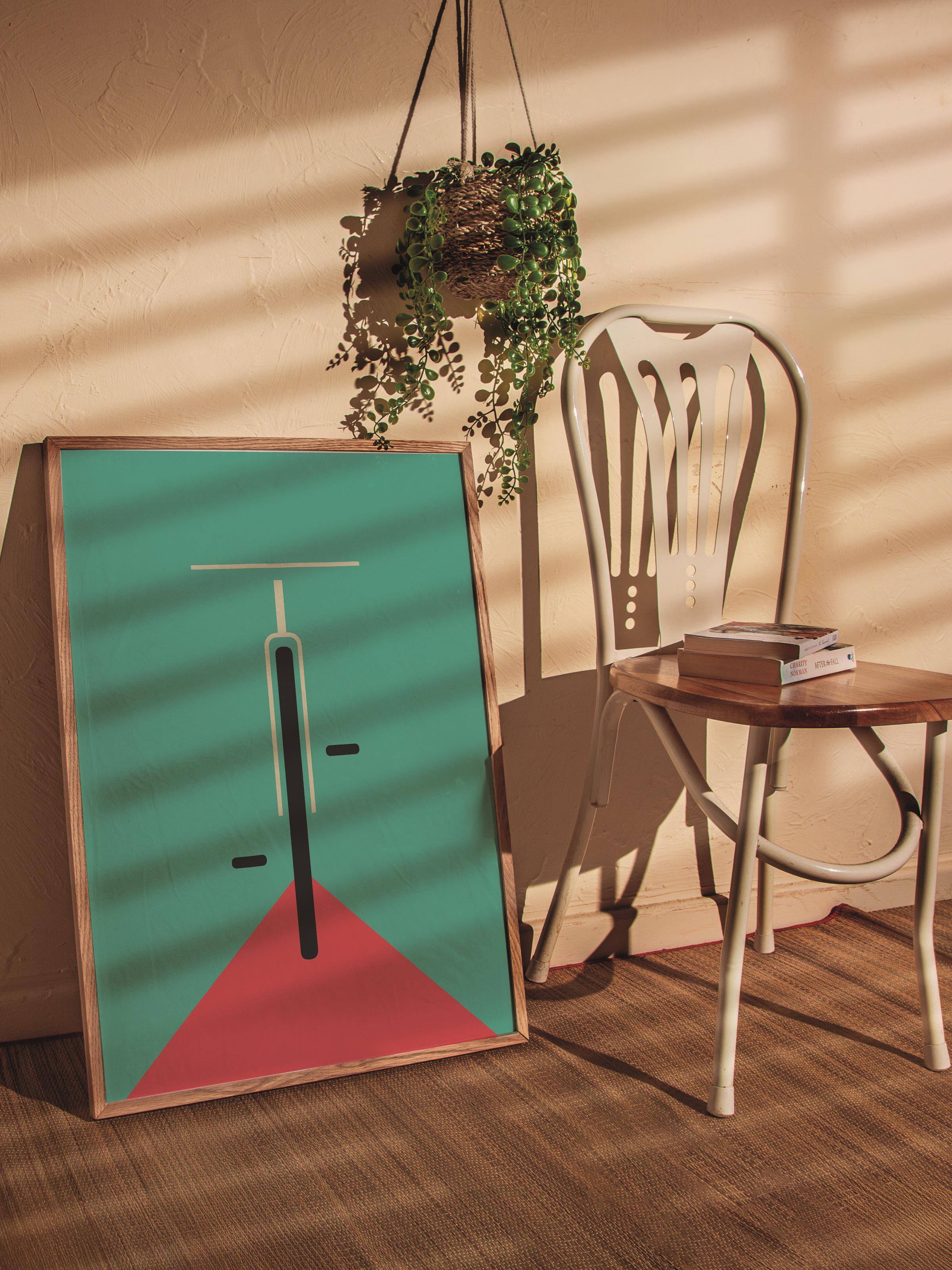 Çerçevesiz Poster, Bauhaus Serisi, Turkuaz Duvar Posteri, Duvar Dekoru, HD Baskı, Kalın Arşivsel Sanat Kağıdı