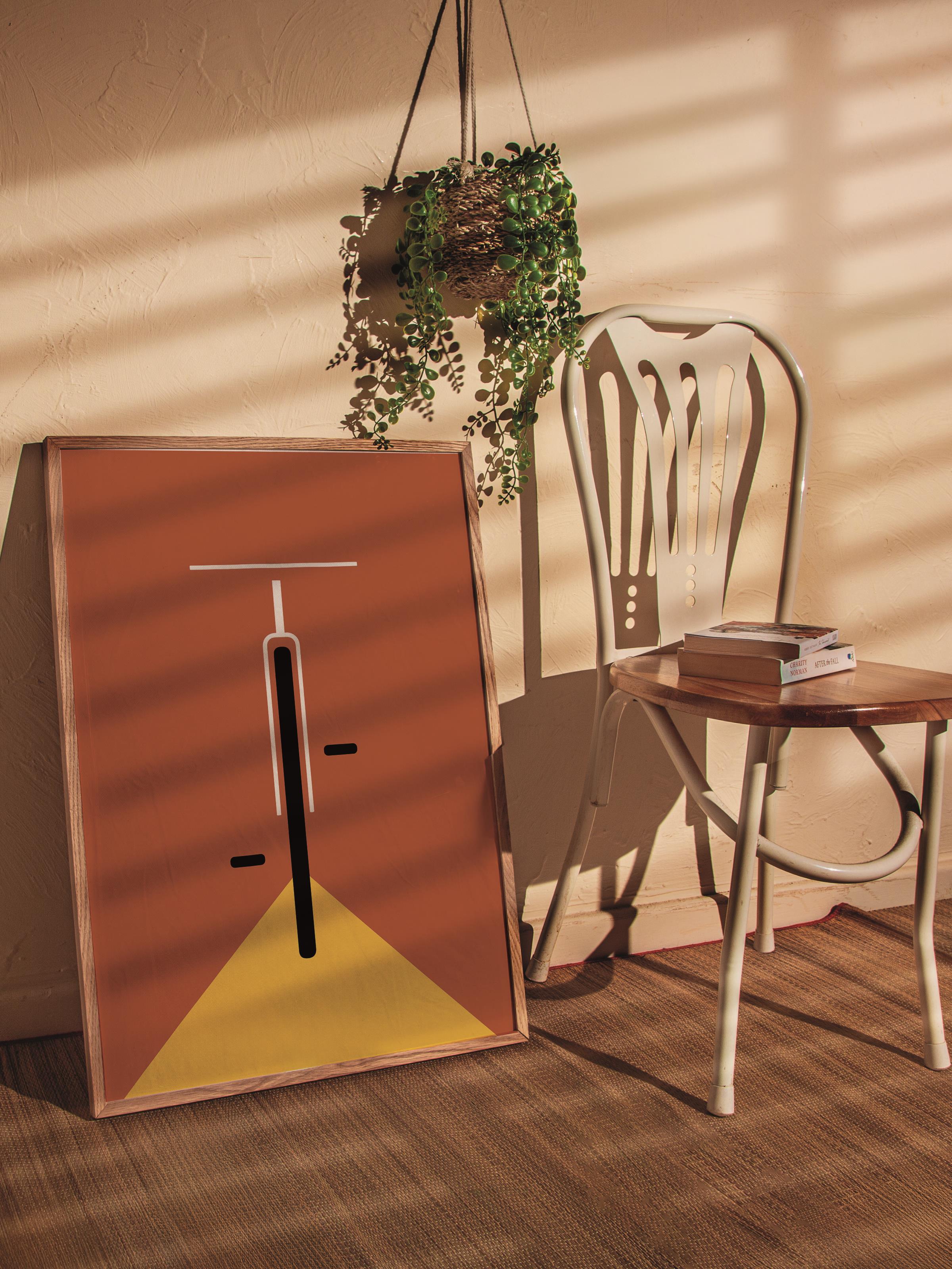 Çerçevesiz Poster, Bauhaus Serisi, Turuncu Duvar Posteri, Duvar Dekoru, HD Baskı, Kalın Arşivsel Sanat Kağıdı