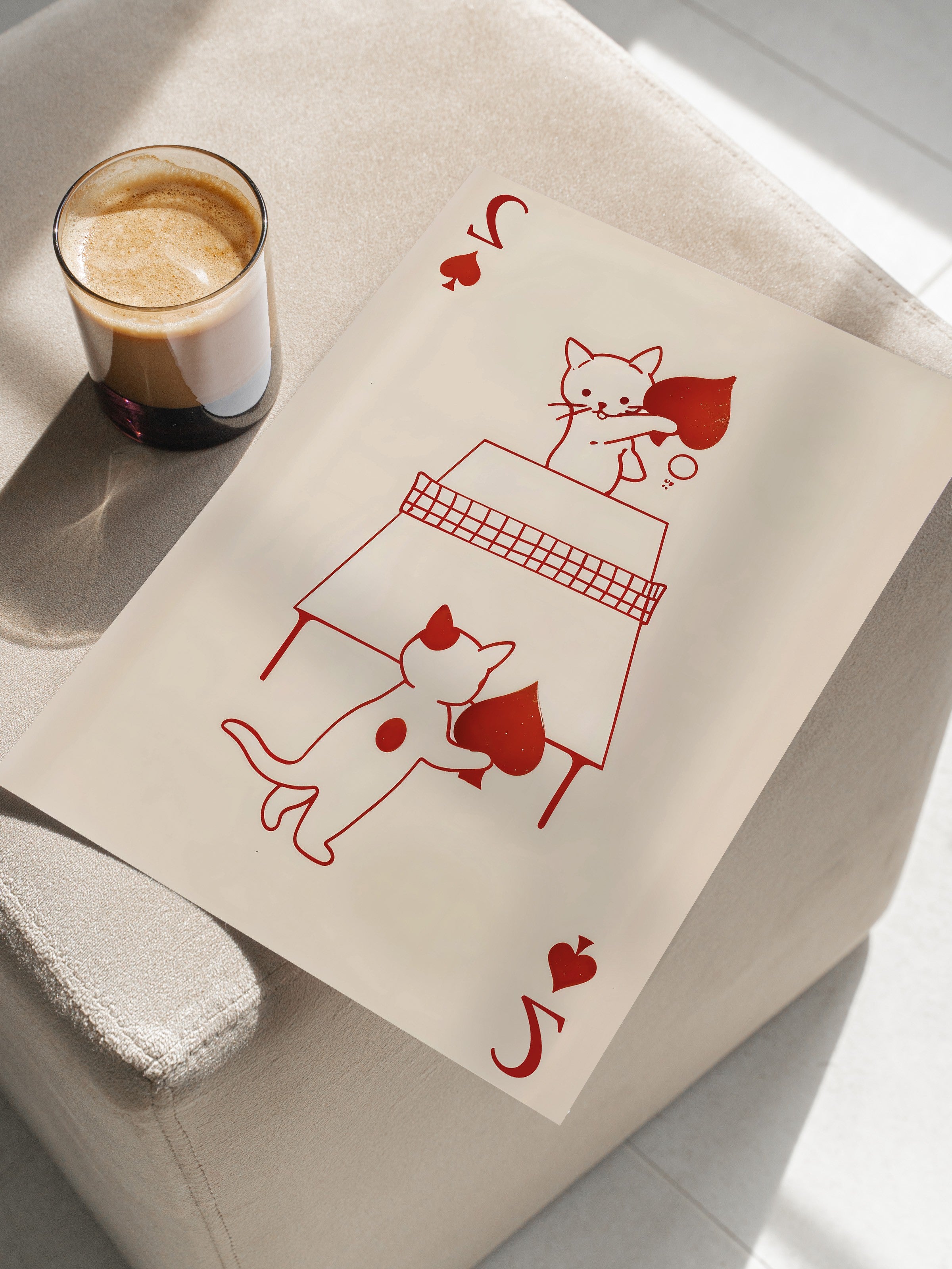 Çerçevesiz Poster, Cats Playing Card, Comfort Serisi Duvar Posteri, NO:108937