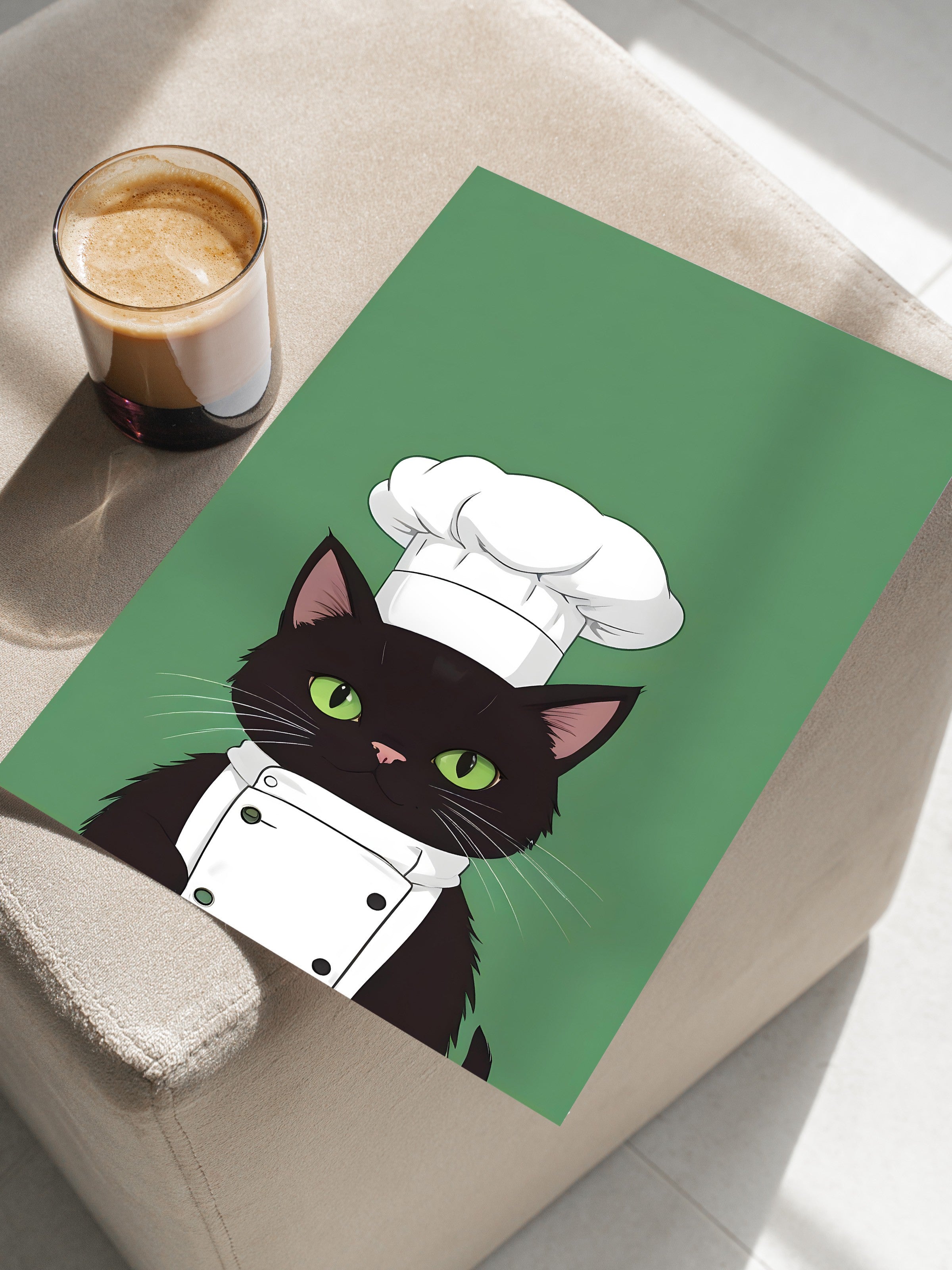Çerçevesiz Poster, Chef Cat, Comfort Serisi Mutfak Duvar Posteri, NO:109147