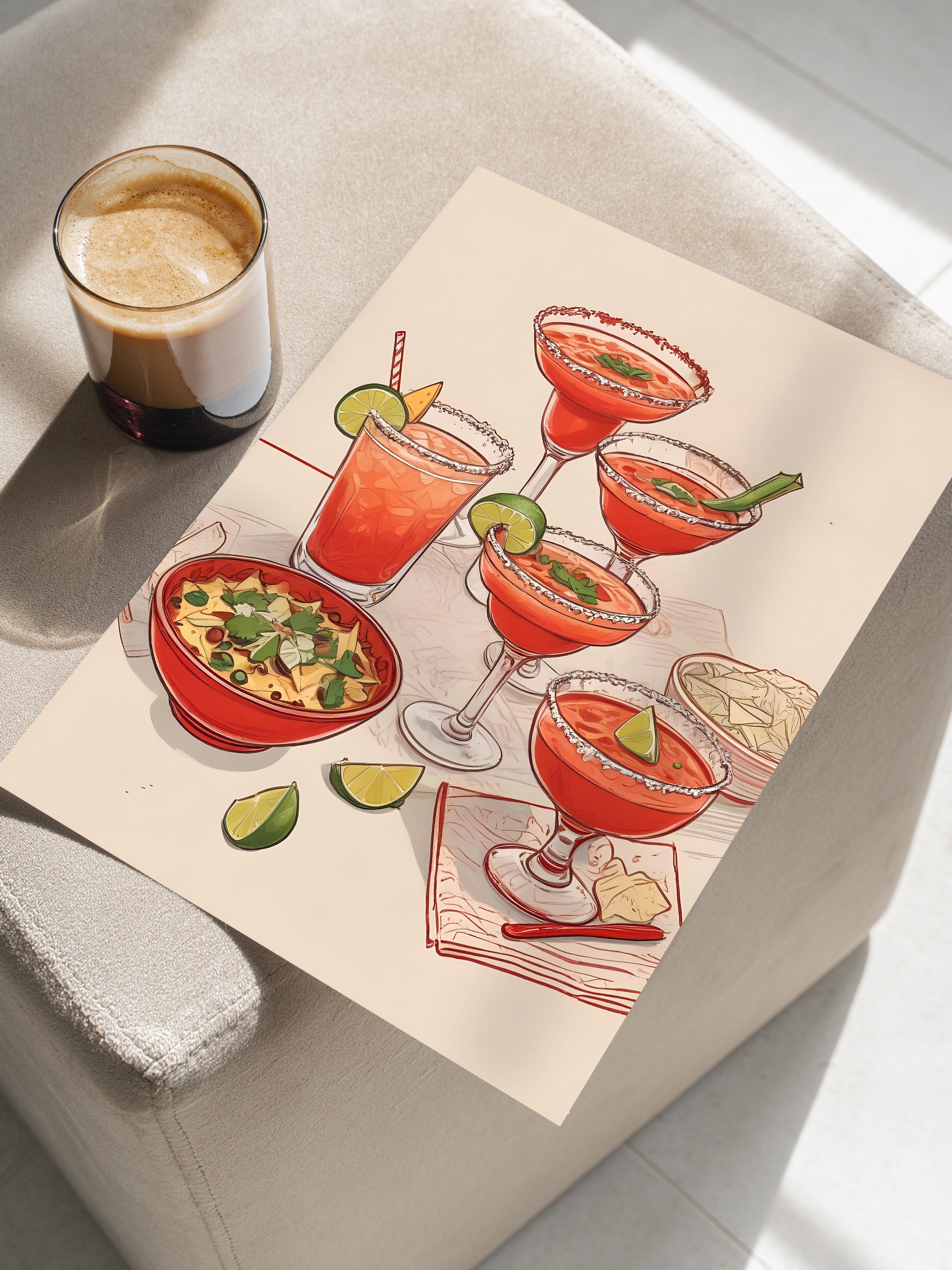 Çerçevesiz Poster, Coctails & Lime, Comfort Serisi Mutfak Duvar Posteri, NO:109096