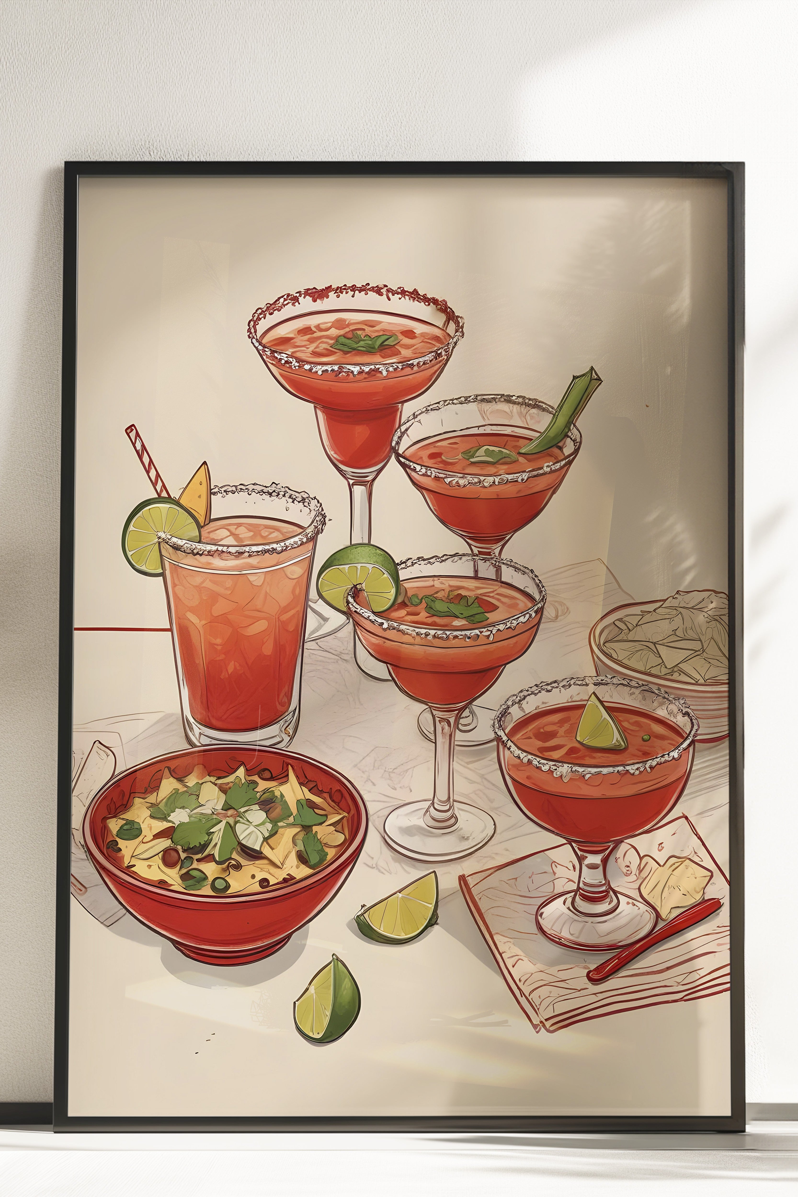 Çerçevesiz Poster, Coctails & Lime, Comfort Serisi Mutfak Duvar Posteri, NO:109096