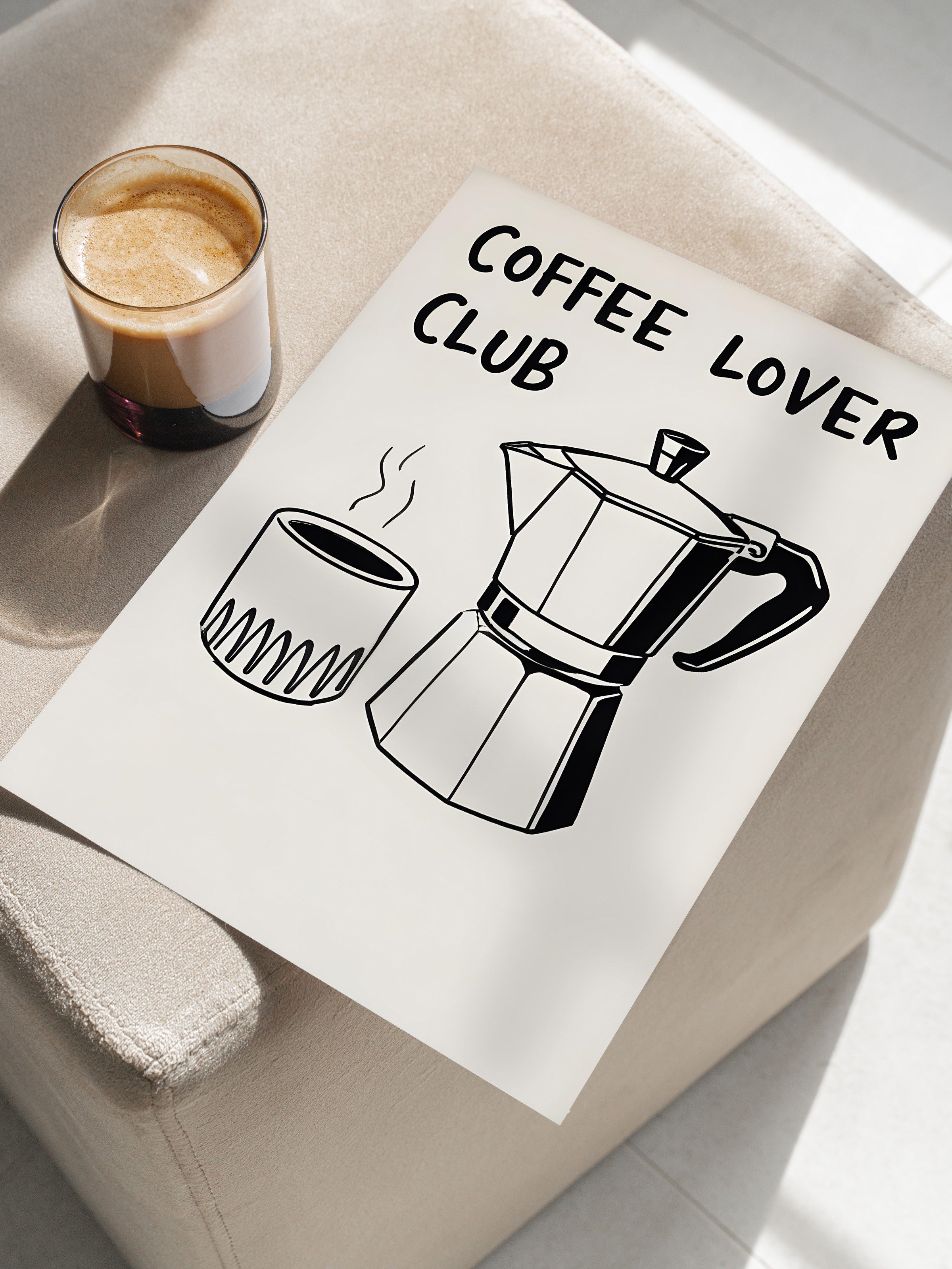 Çerçevesiz Poster, Coffee Lover Club, Comfort Serisi Mutfak Duvar Posteri, NO:109115