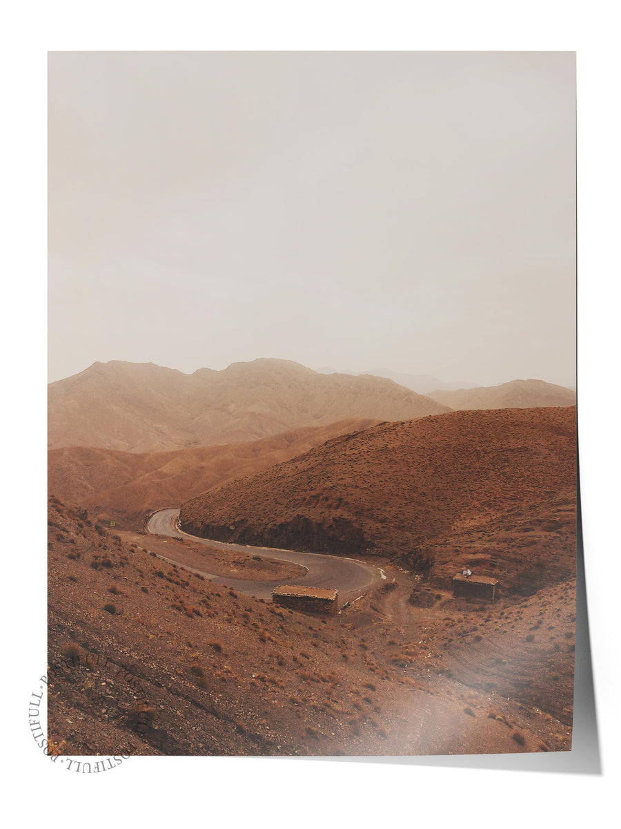 Kıvrımlı Dağ Yolu Manzarası Çöl Fotoğrafları Çerçevesiz Poster