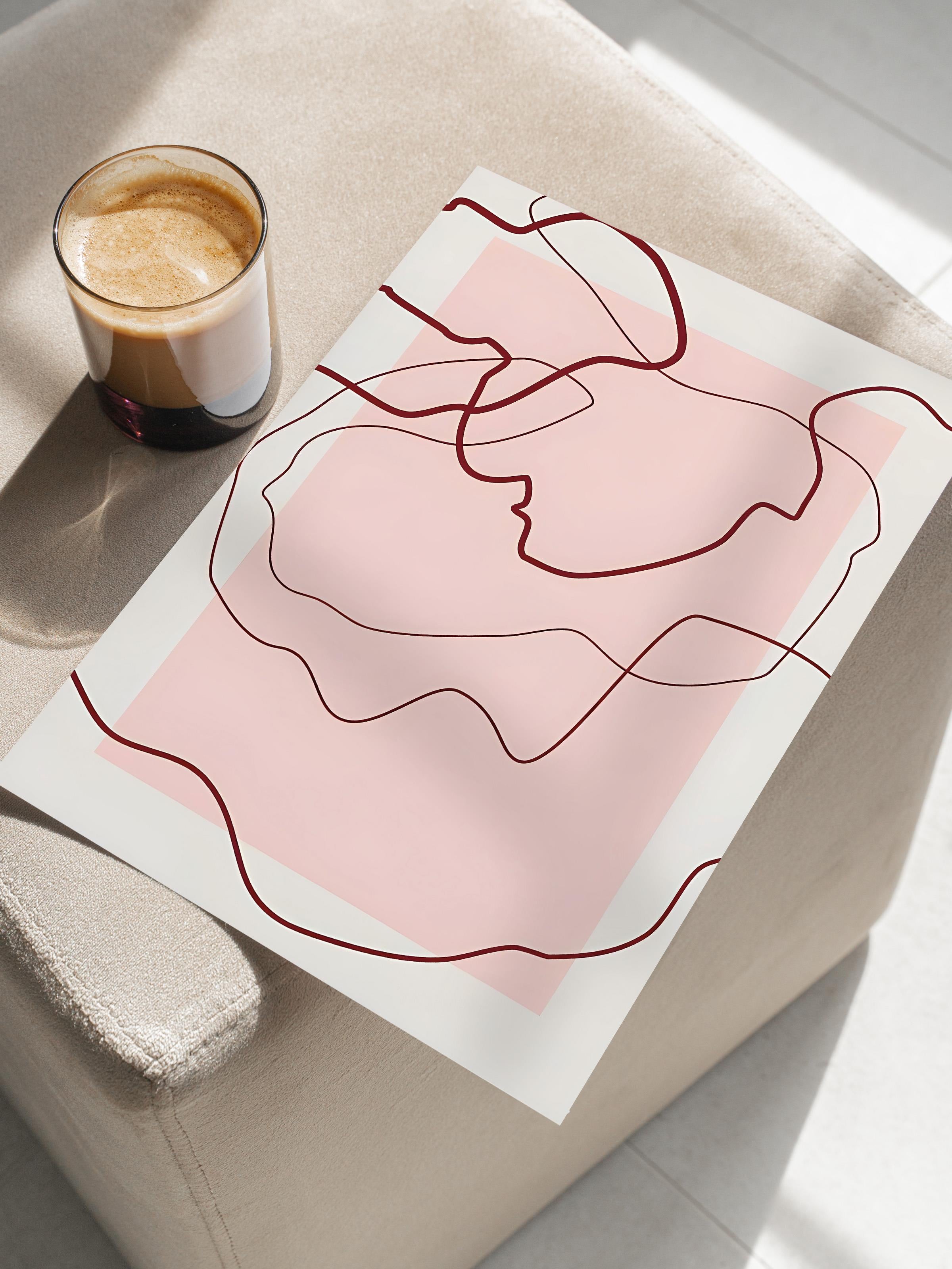 Çerçevesiz Poster, HD Kalite Duvar Posteri,Comfort Serisi, Abstract Red Lines Poster, NO:108705