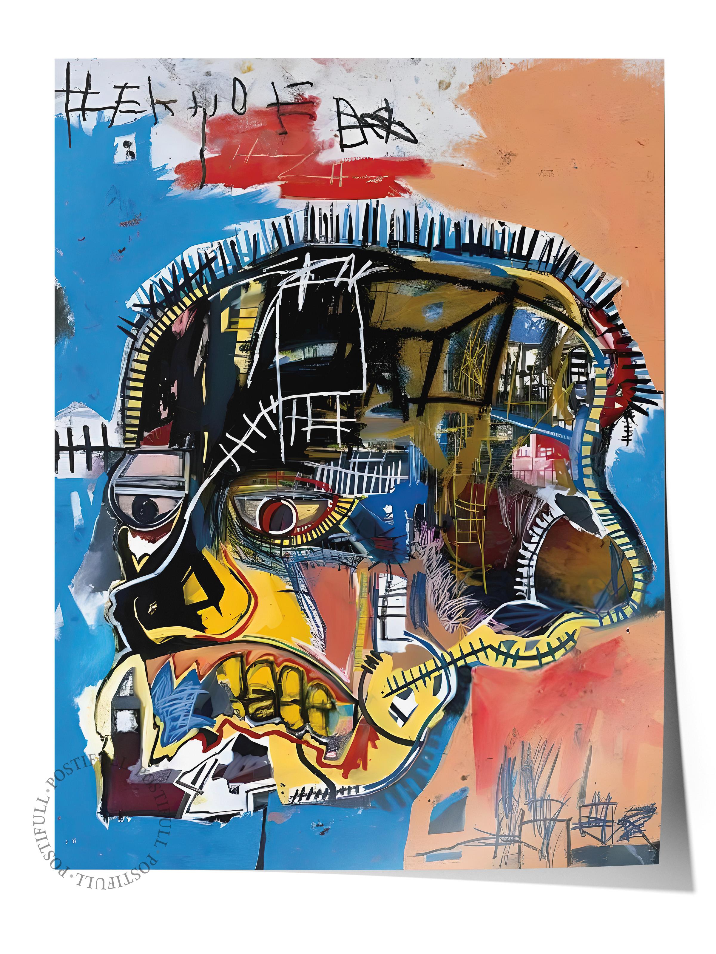 Çerçevesiz Poster, HD Kalite Duvar Posteri,Comfort Serisi, Basquiat Skull Poster, NO:108692