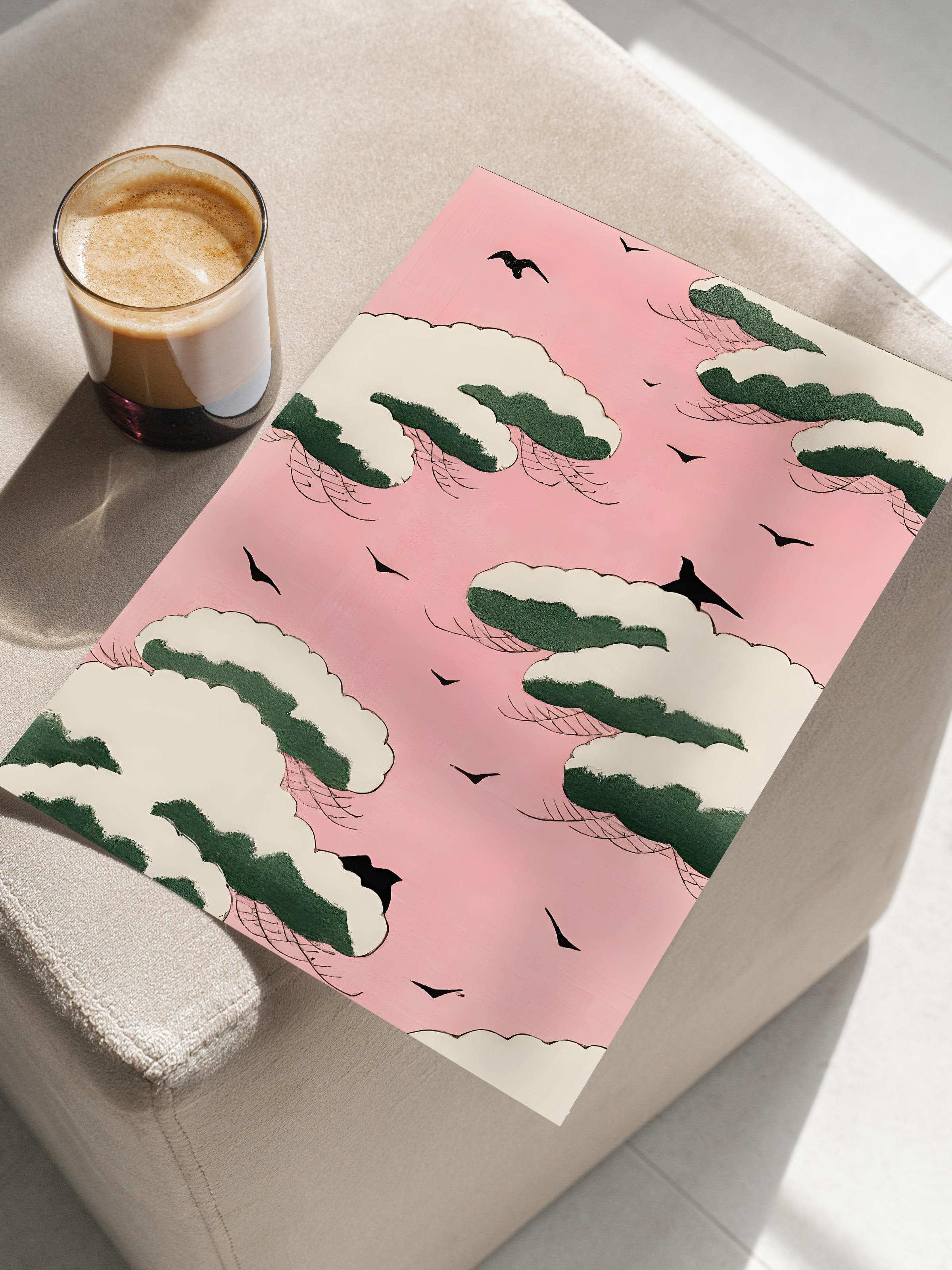 Çerçevesiz Poster, Comfort Serisi, Bijutsu Sekai - Pink Sky Poster, NO:108718