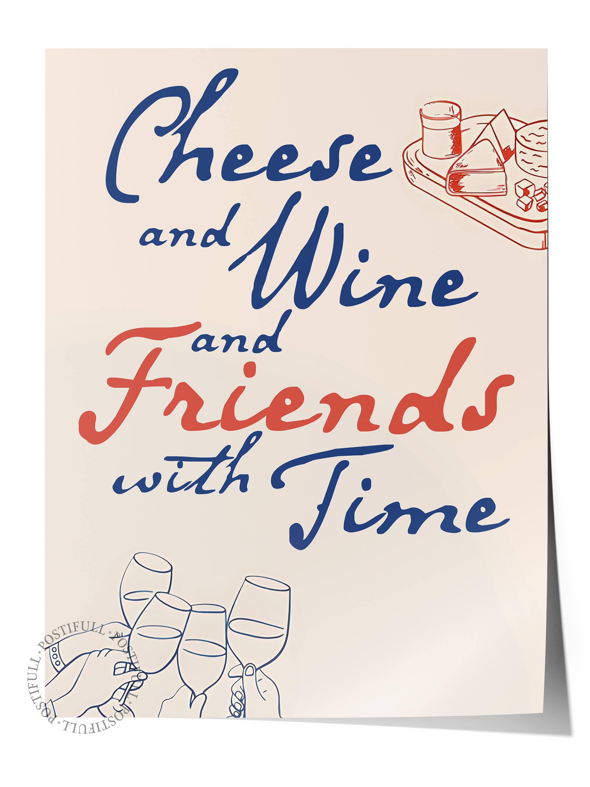 Çerçevesiz Poster, HD Kalite Duvar Posteri,Comfort Serisi, Cheese And Wine Poster, NO:108702