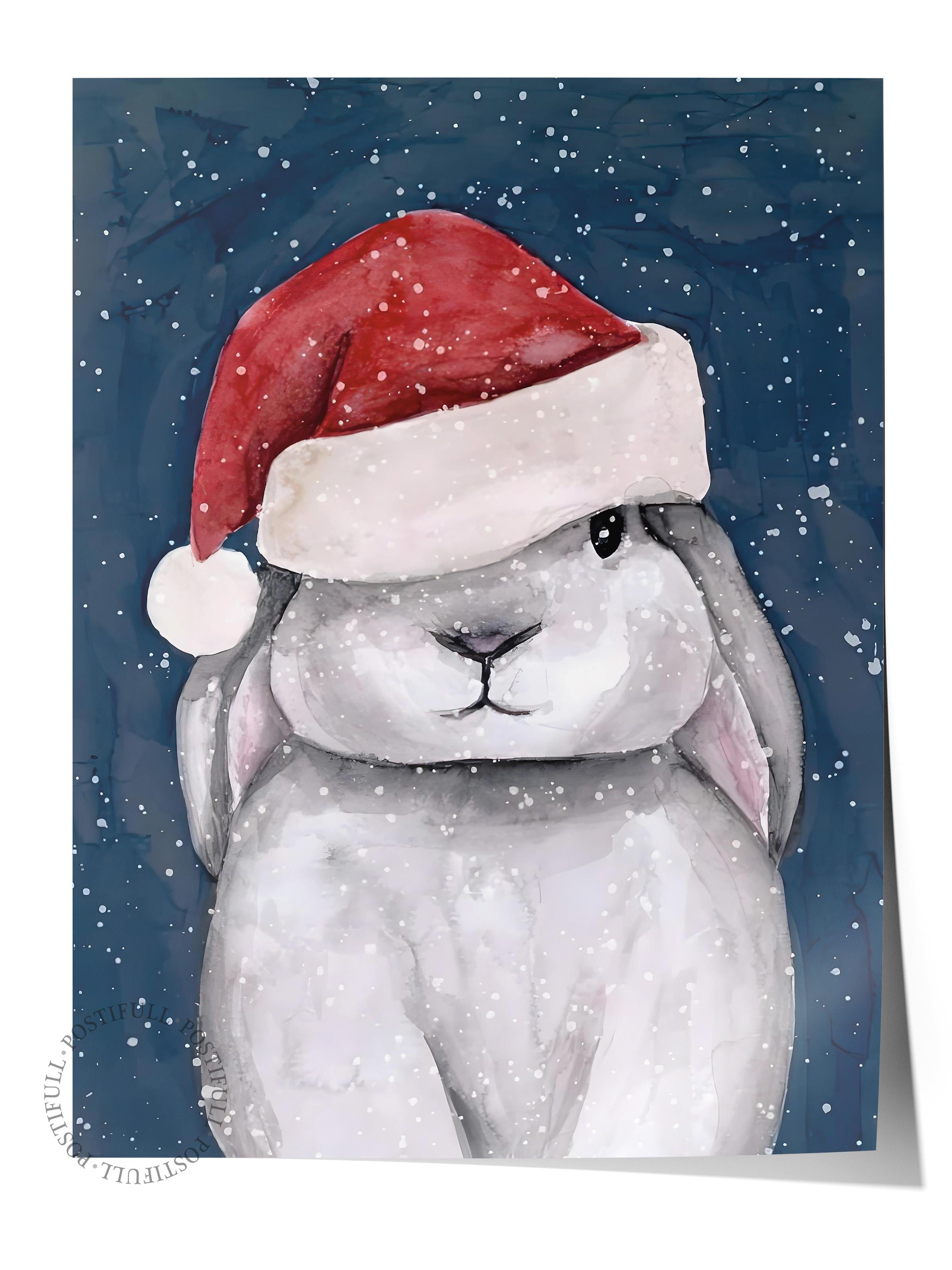 Çerçevesiz Yılbaşı Posteri, Yılbaşı Dekoru, Comfort Serisi, Christmas Bunny Poster, NO:108661