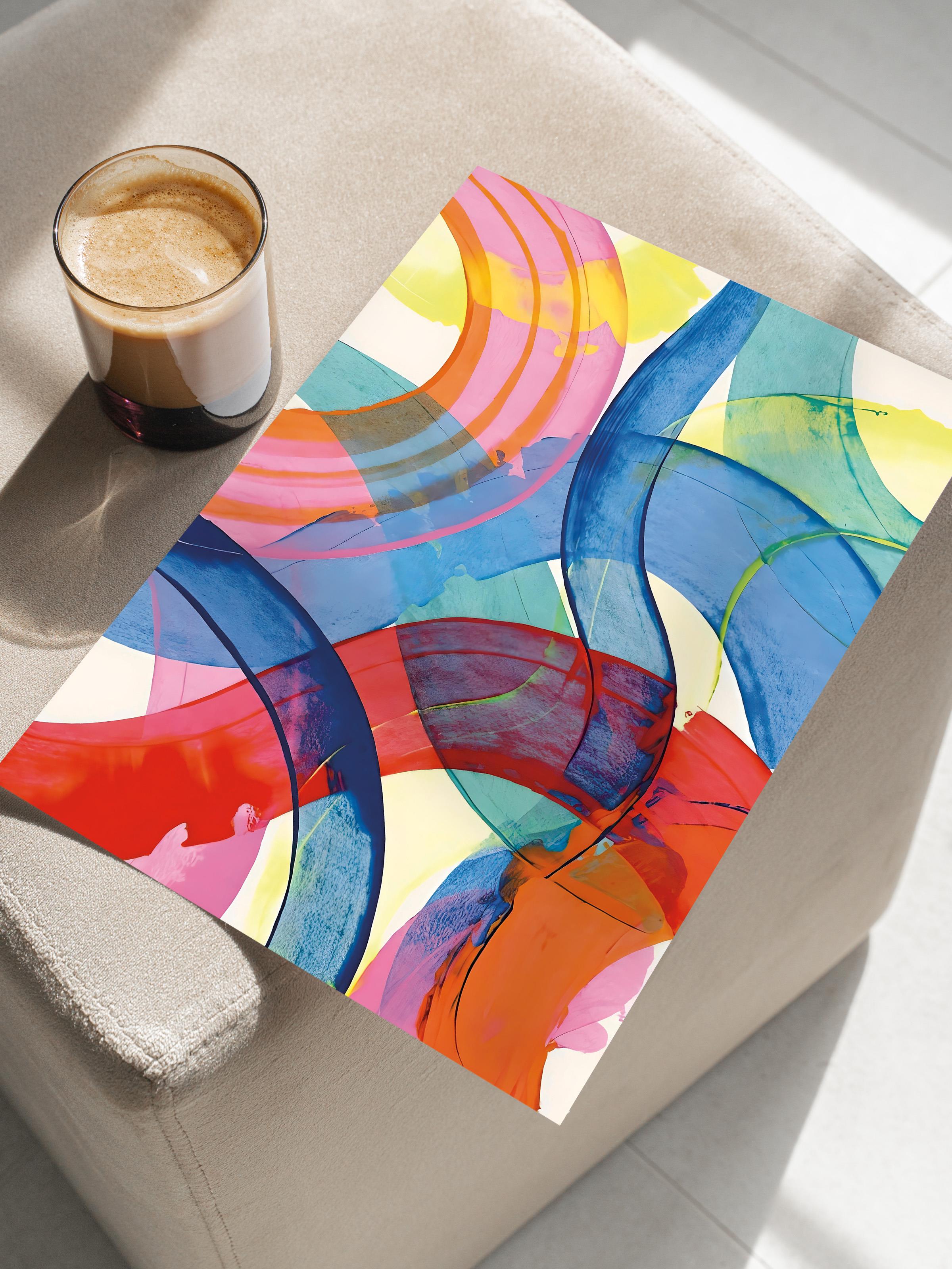 Çerçevesiz Poster, Comfort Serisi, Colorful Paint Strokes Poster, NO:108617