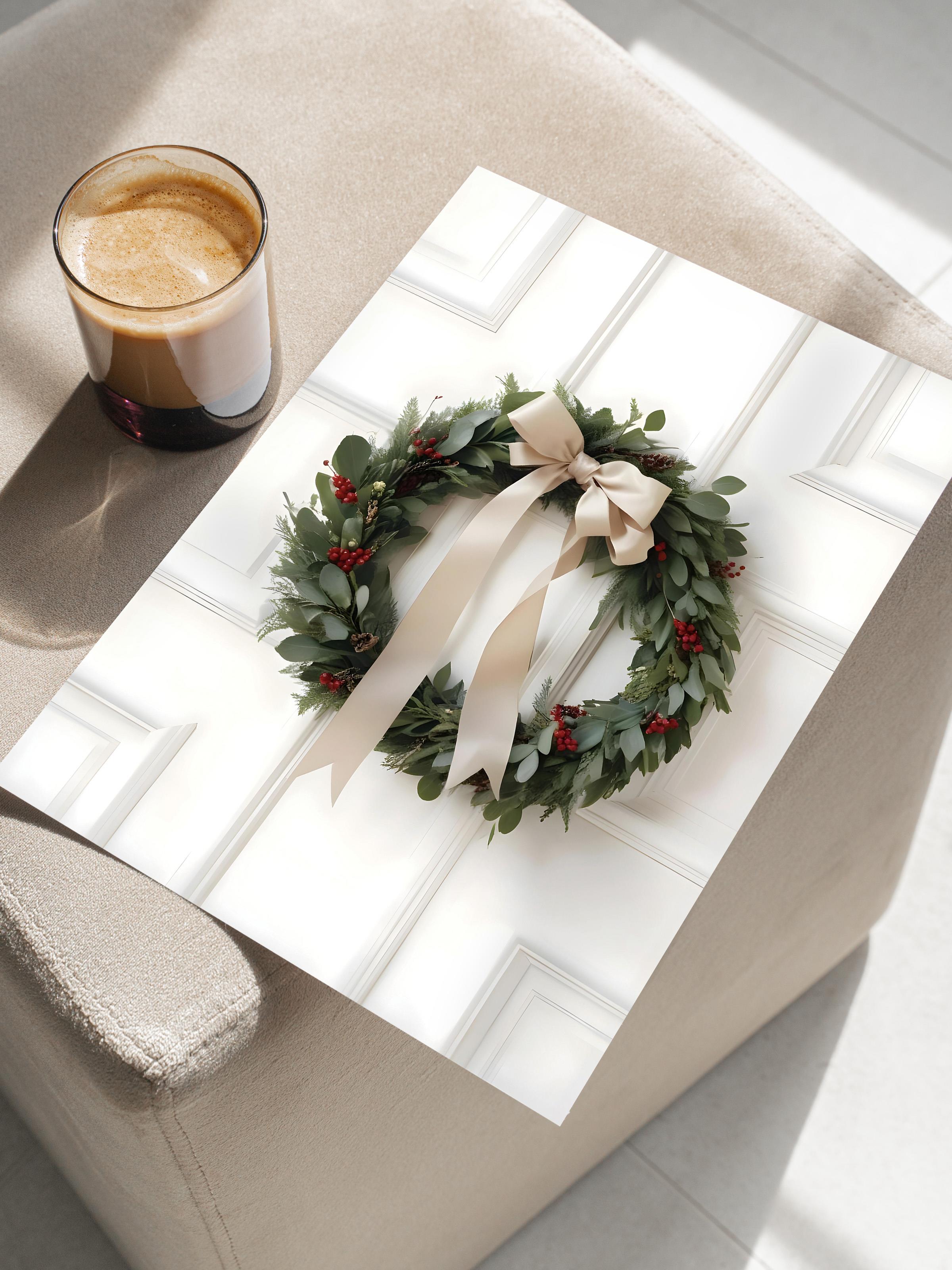 Çerçevesiz Yılbaşı Posteri, Yılbaşı Dekoru, Comfort Serisi, Eucalyptus Wreath Poster, NO:108621