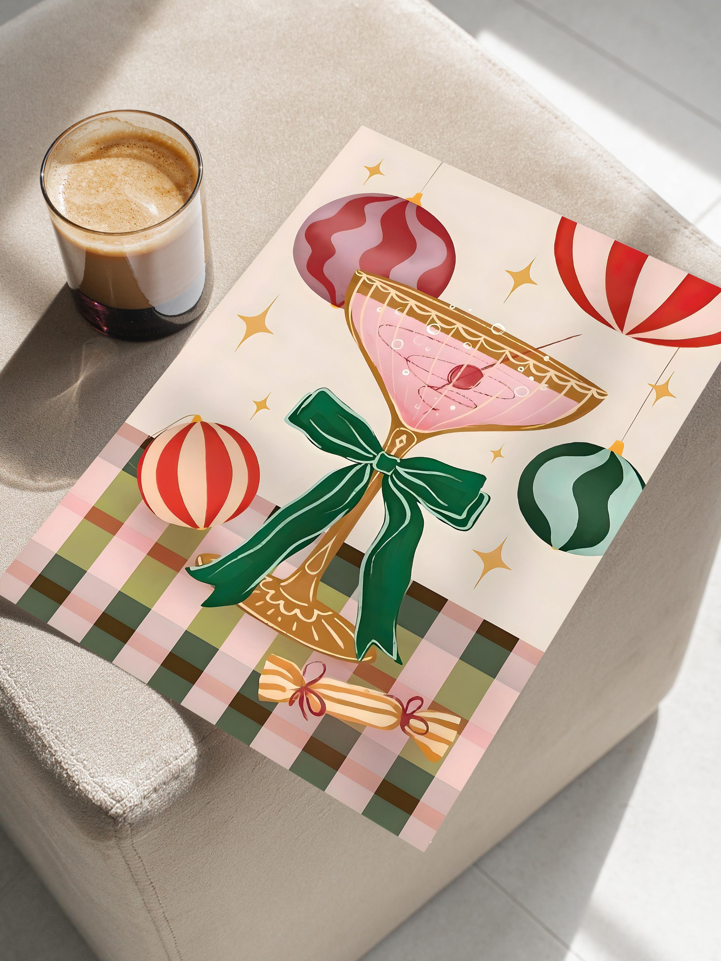 Çerçevesiz Yılbaşı Posteri, Yılbaşı Dekoru, Comfort Serisi, Festive Cocktail Poster, NO:108676