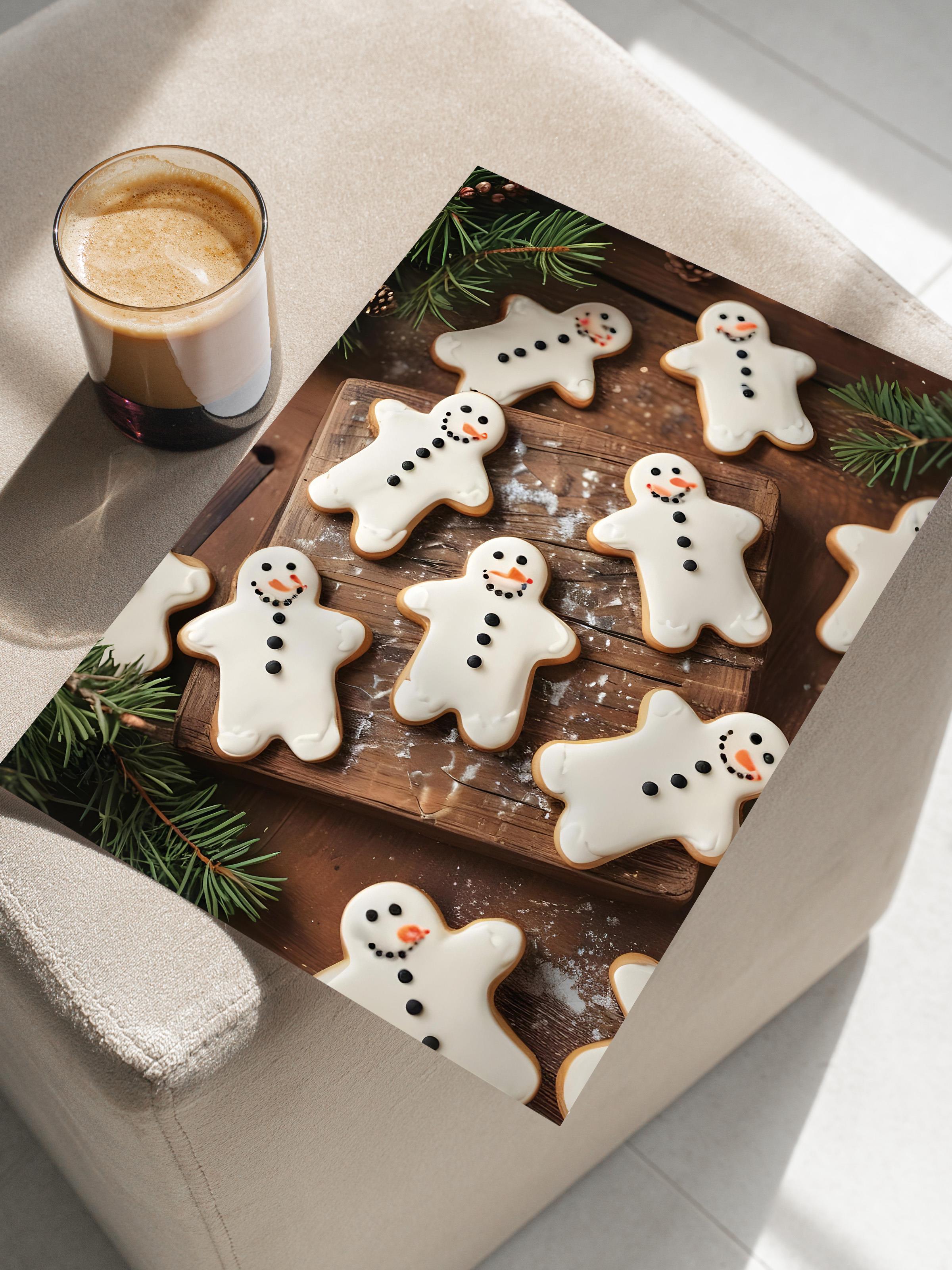 Çerçevesiz Yılbaşı Posteri, Yılbaşı Dekoru, Comfort Serisi, Gingerbread Snowmen Poster, NO:108619