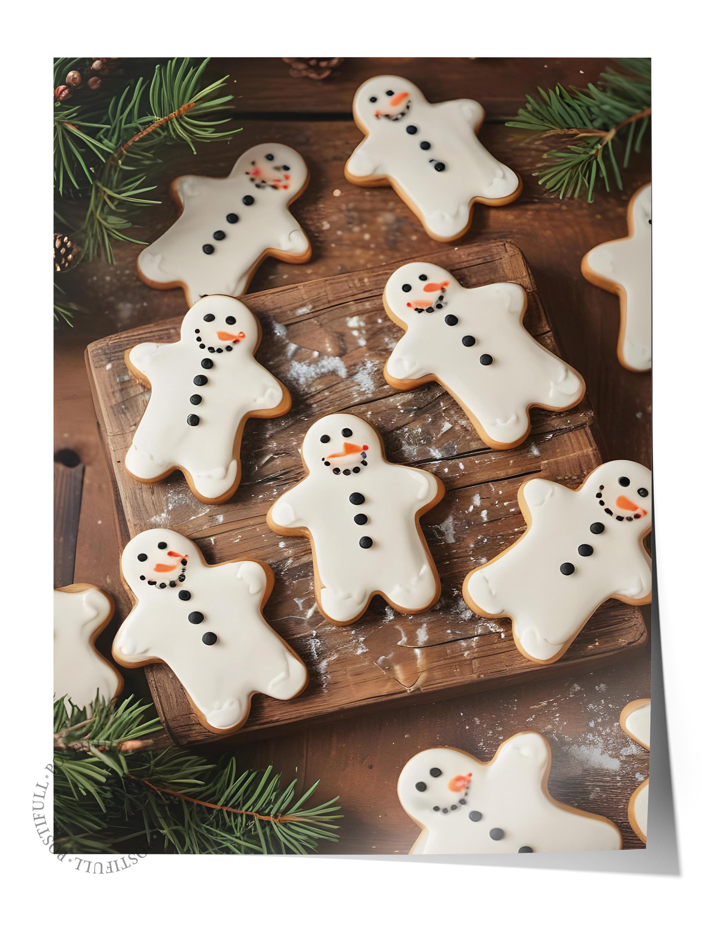 Çerçevesiz Yılbaşı Posteri, Yılbaşı Dekoru, Comfort Serisi, Gingerbread Snowmen Poster, NO:108619