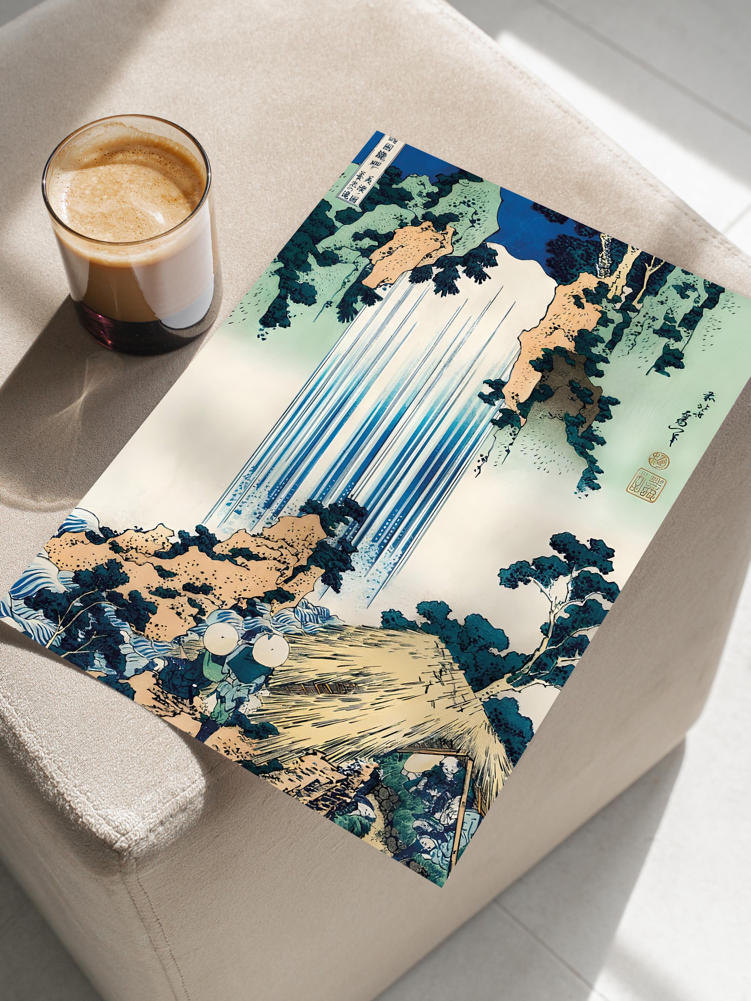 Çerçevesiz Poster, Comfort Serisi, Hokusai - Yōrō Waterfall In Mino Province Poster, NO:108717